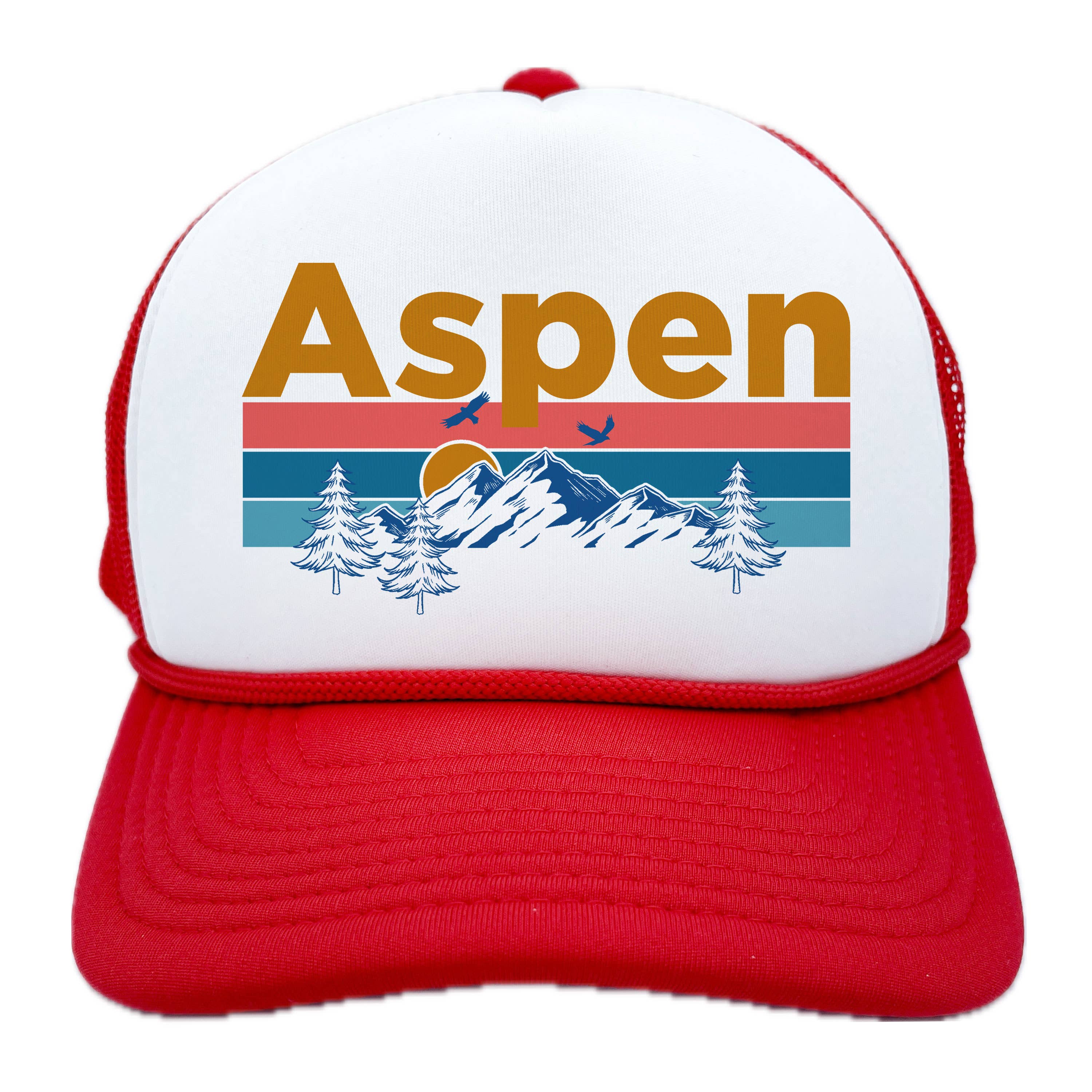 Hey Mountains - Aspen, Colorado Hat - Retro Aspen Trucker Hat
