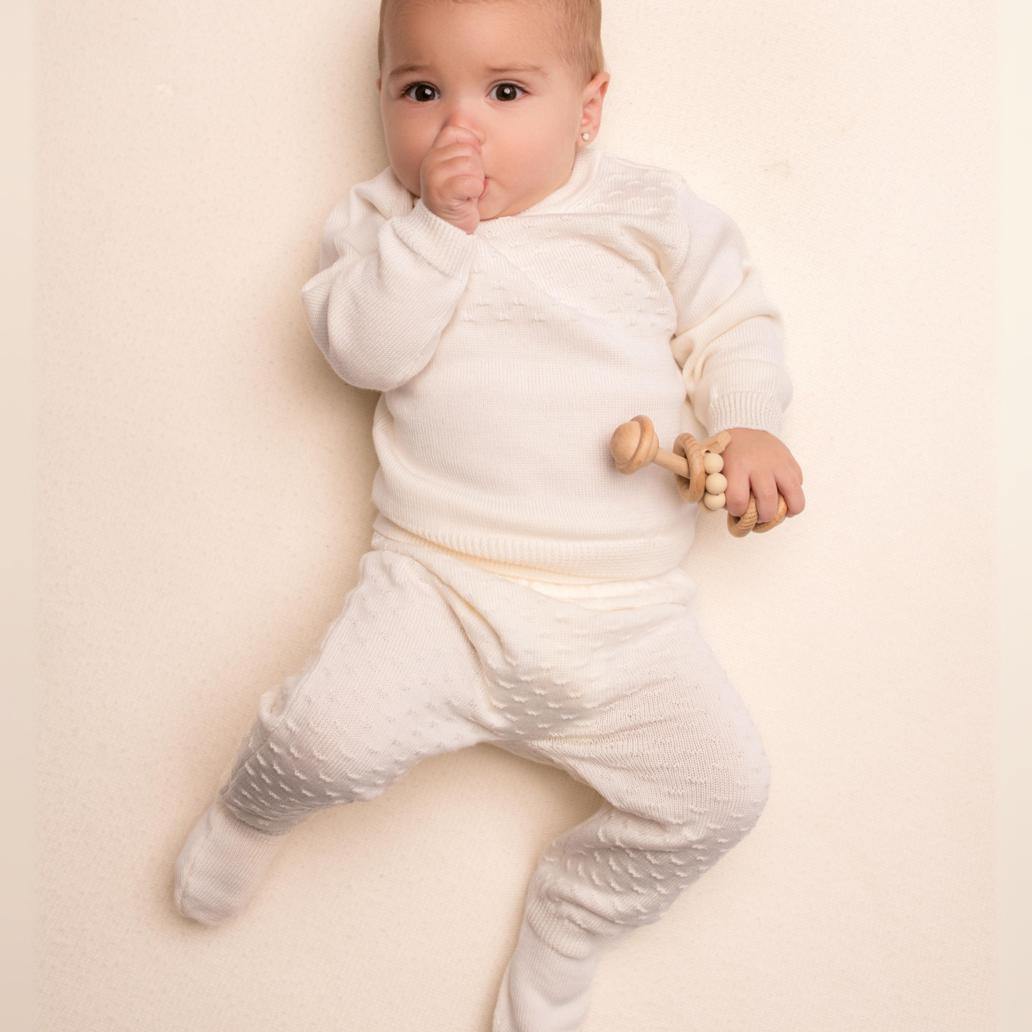 Virgin Merino Wool Sweater Latte White