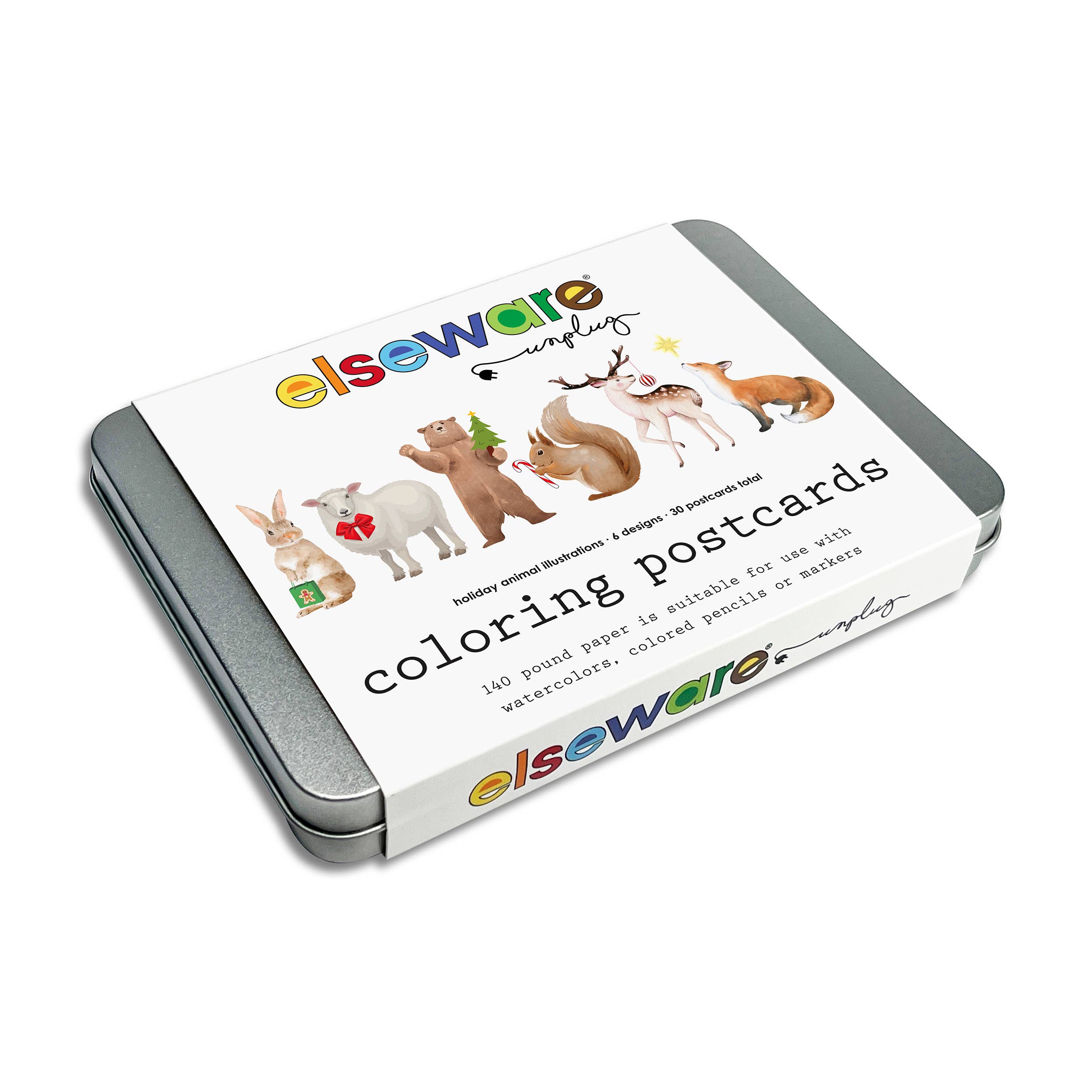 elseware unplug / eco-kids - Coloring Postcards w/ 6 Winter Animal Designs (30cards)