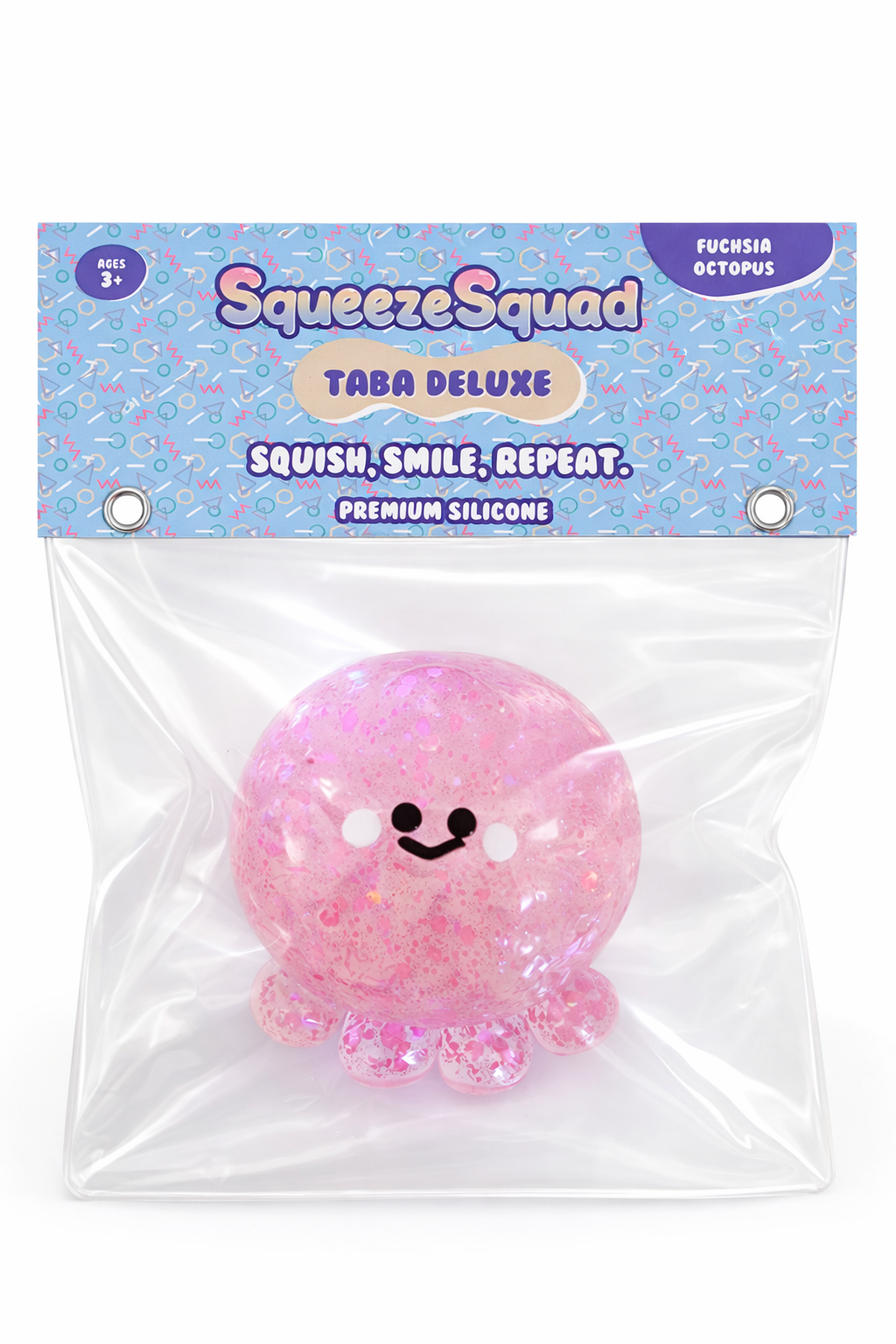 Showcase - SqueezeSquad Taba Deluxe Premium Silicone Squishy Fidget Toy - Fuchsia Octopus