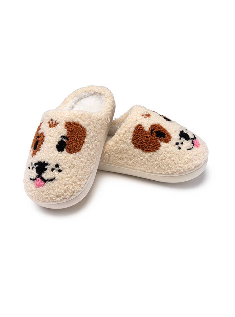 Living Royal - Indoor / Outdoor Slippers - Kids - Puppy Dog Faces - Cream