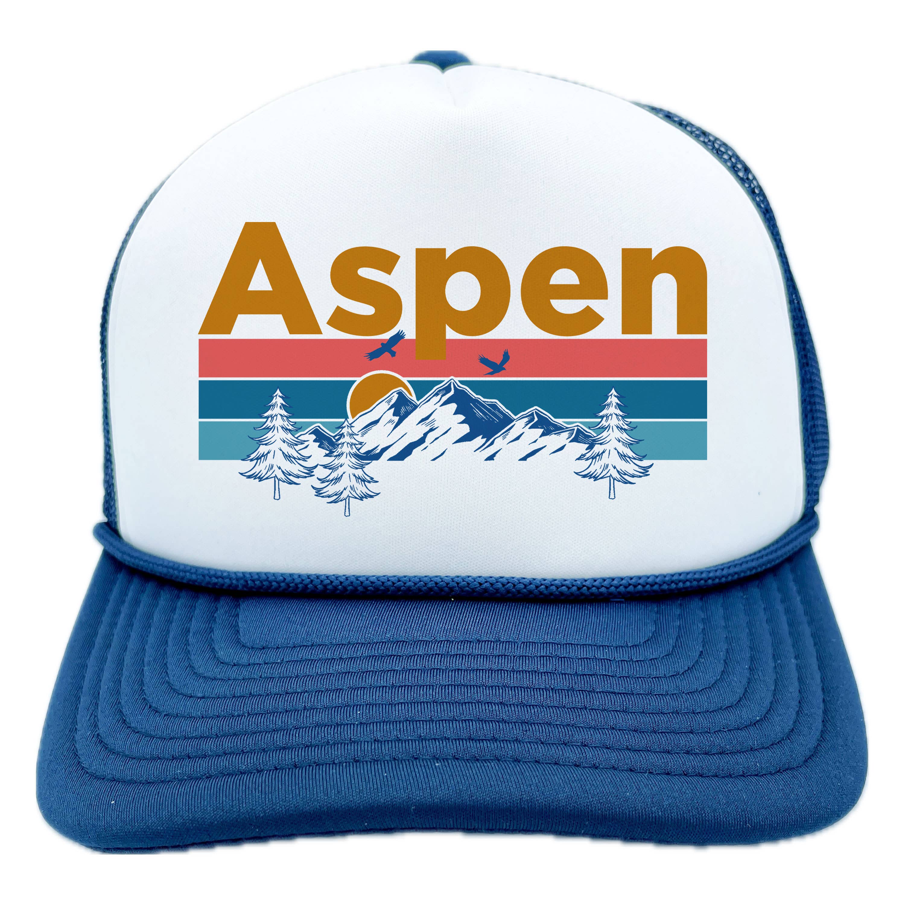 Hey Mountains - Aspen, Colorado Hat - Retro Aspen Trucker Hat