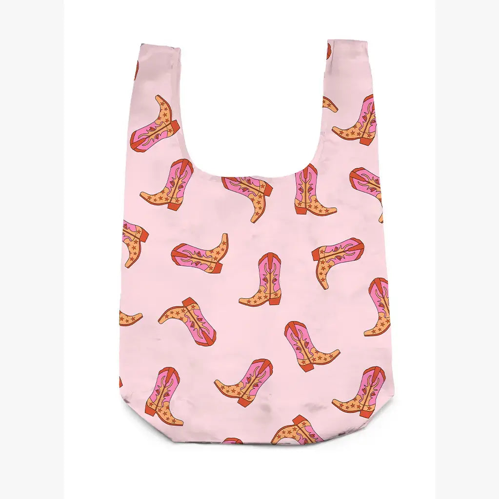 Living Royal - 2-in-1 Bag Charm & Reusable Shopper Bag - Pink Cowgirl Boot
