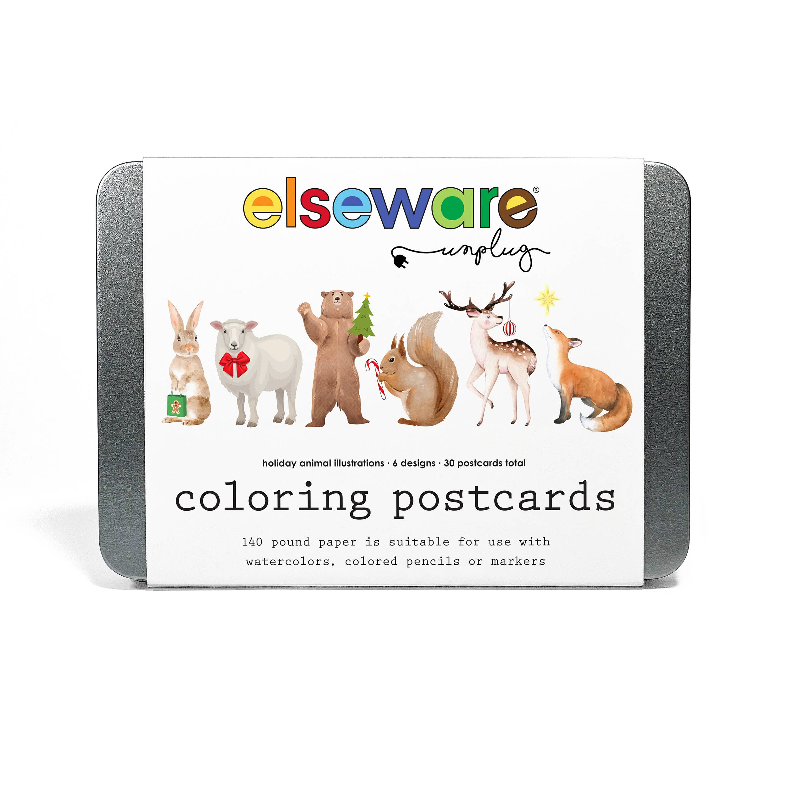 elseware unplug / eco-kids - Coloring Postcards w/ 6 Winter Animal Designs (30cards)