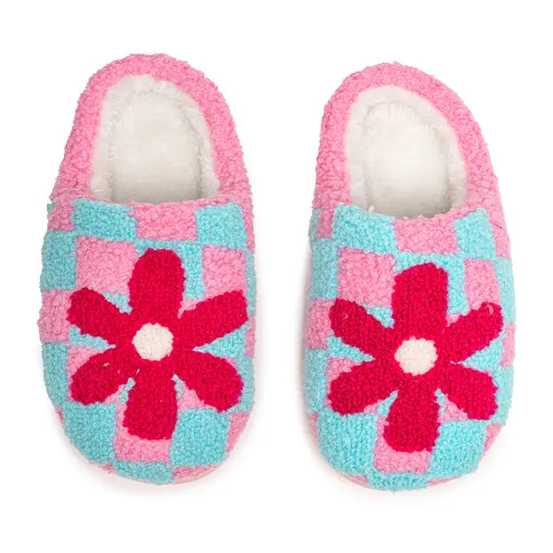 Kids Checker Flower Slipper