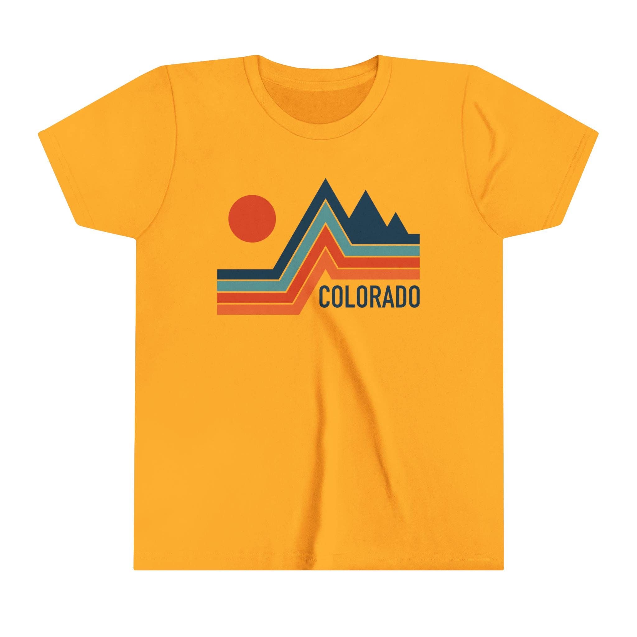 Hey Mountains - Colorado Youth Shirt - Retro Mountain Kids Graphic Tee