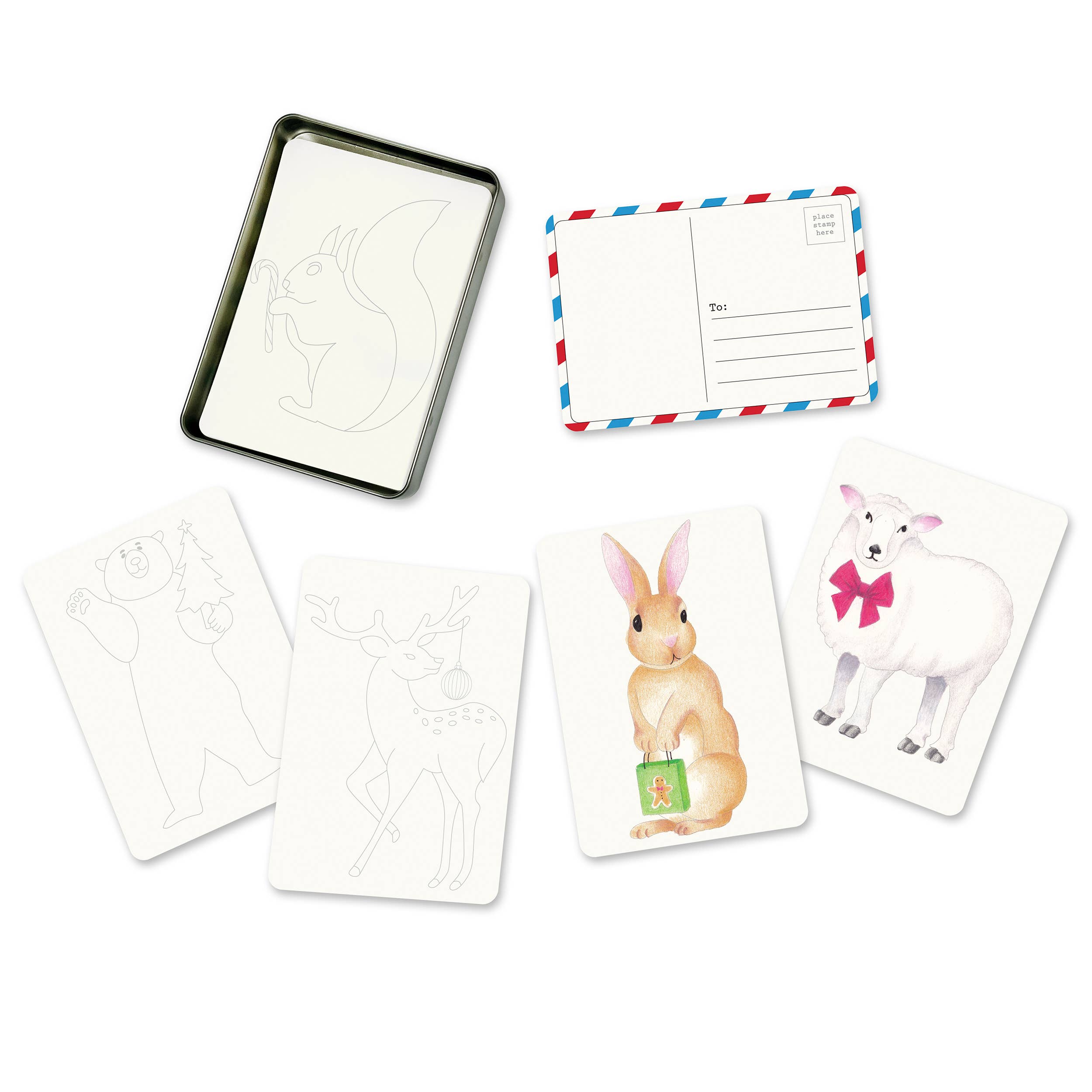 elseware unplug / eco-kids - Coloring Postcards w/ 6 Winter Animal Designs (30cards)