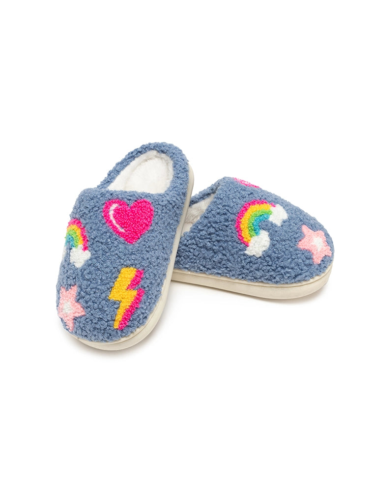 Kids Iconic Symbols Slippers Blue
