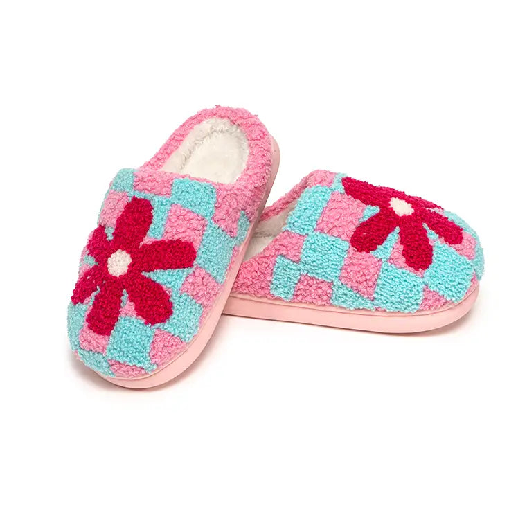 Kids Checker Flower Slipper