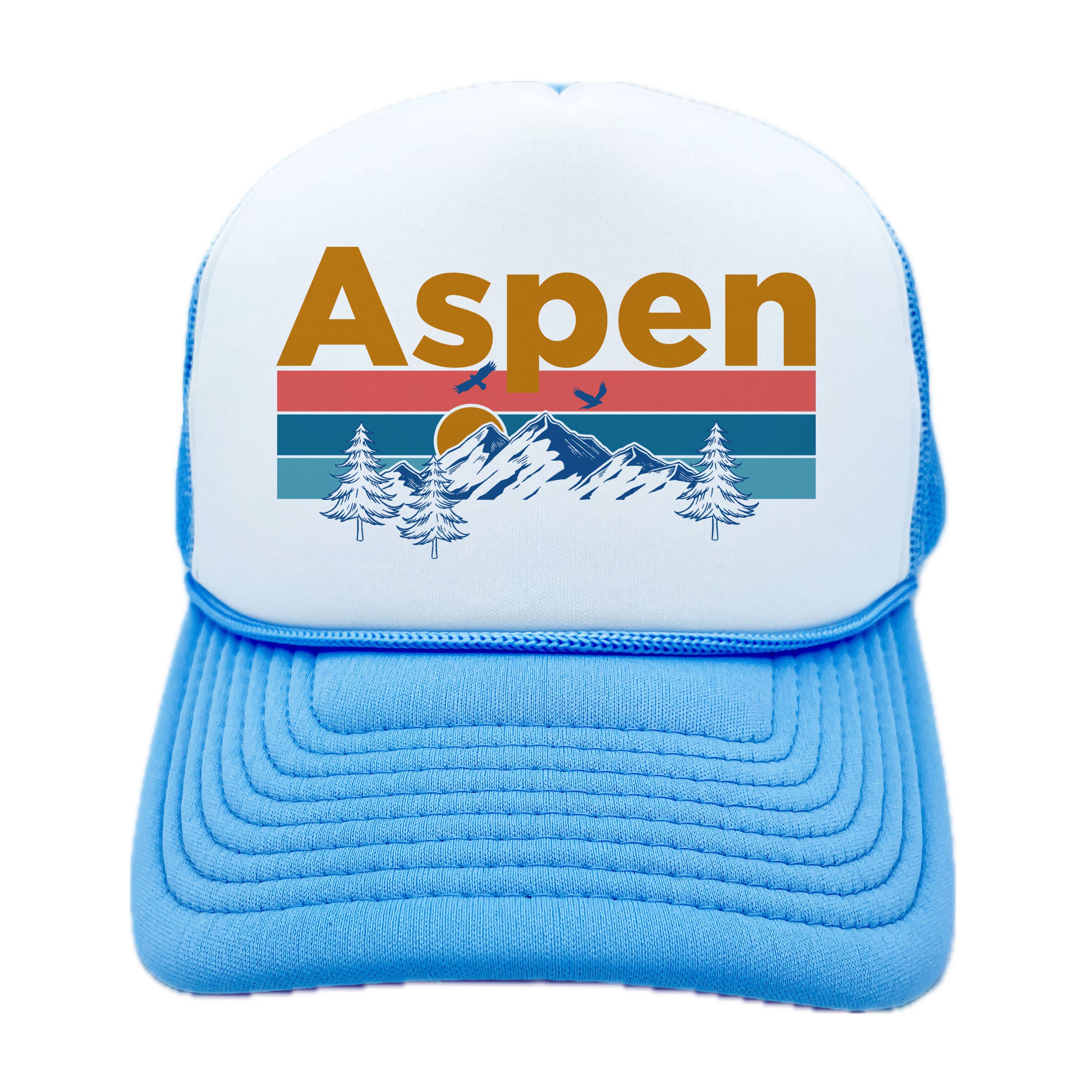 Hey Mountains - Aspen, Colorado Hat - Retro Aspen Trucker Hat
