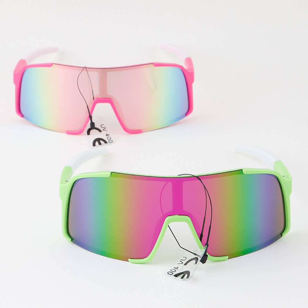 3AM BY H&D ACCESSORIES - KIDS Bright Polycarbonate Shield Sunglasses
