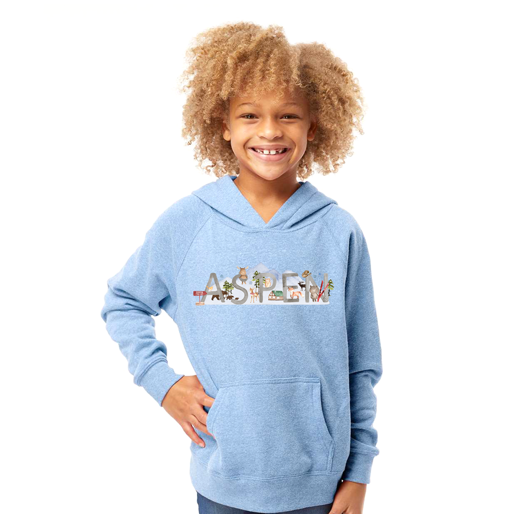 Aspen Watercolor Hooded Sweatshirt Blue