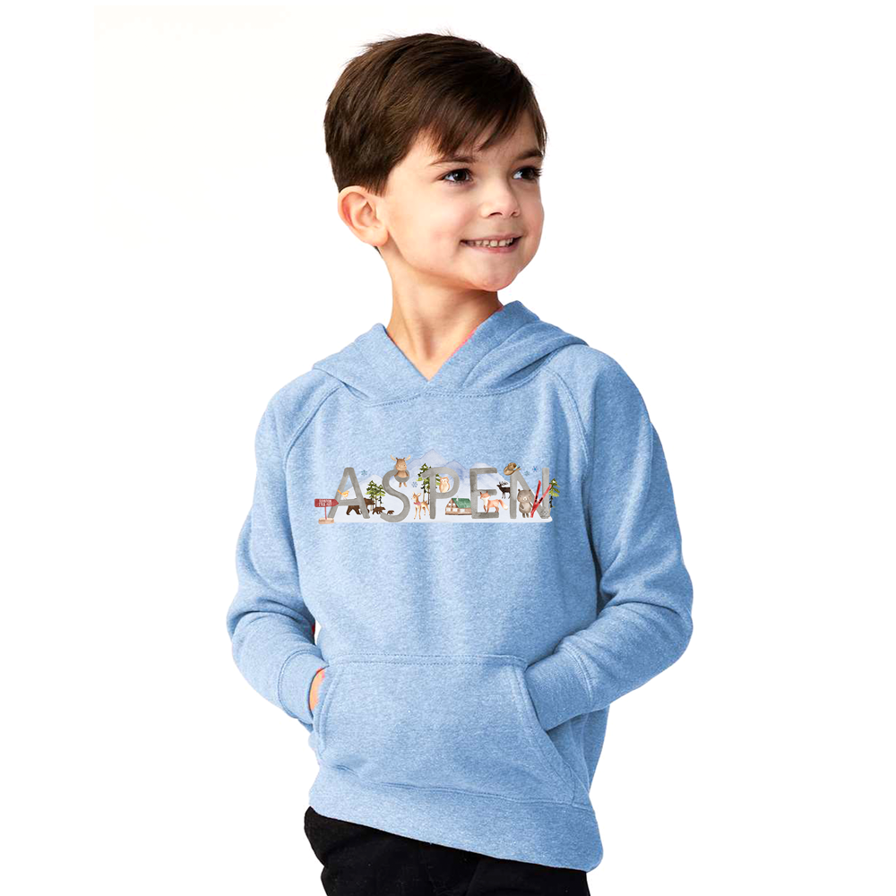 Aspen Watercolor Hooded Sweatshirt Blue
