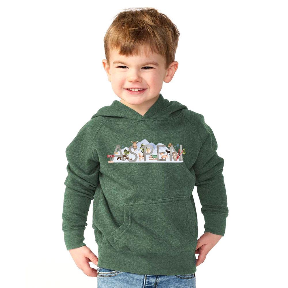 Aspen Watercolor Hooded Sweatshirt Moss Green
