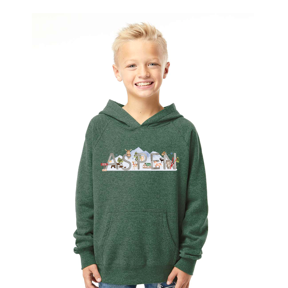 Aspen Watercolor Hooded Sweatshirt Moss Green
