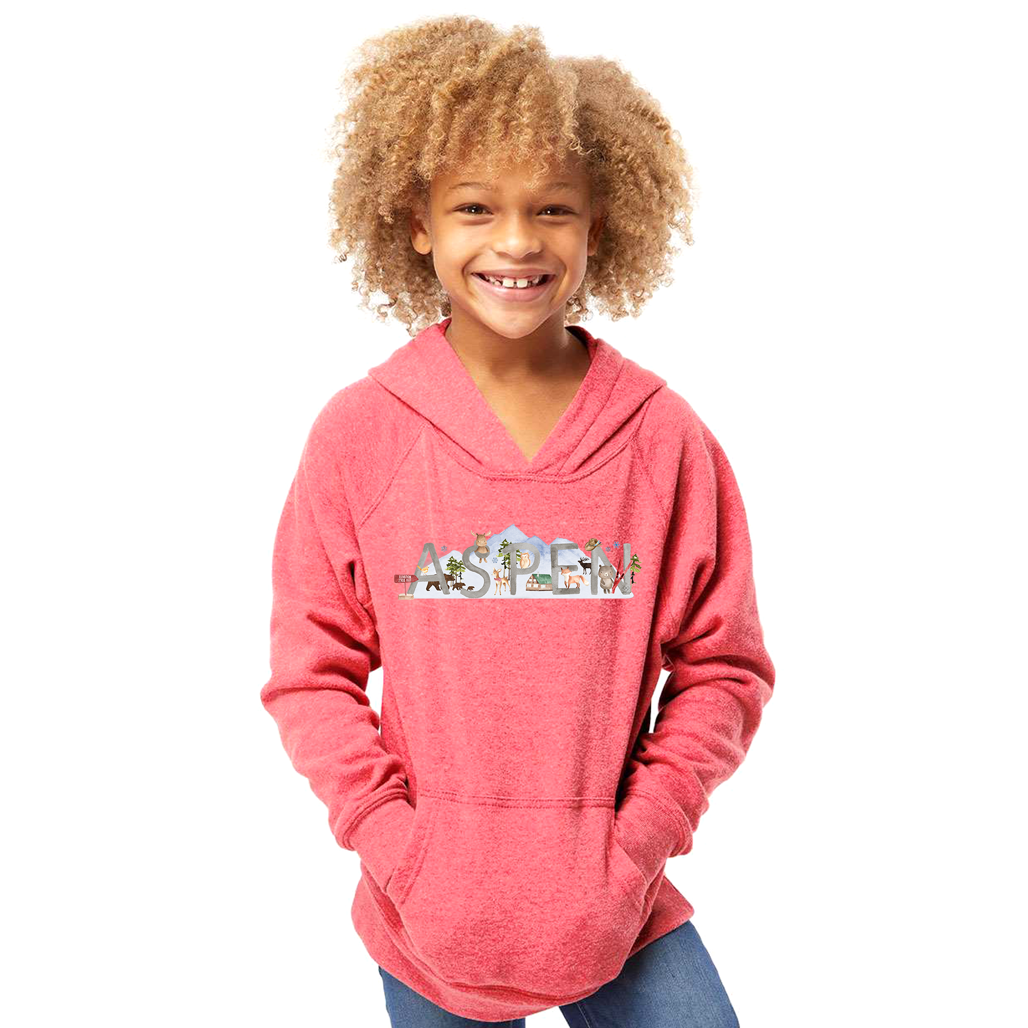 Casey Altman Design Watercolor Aspen Hoodie Pomegranate