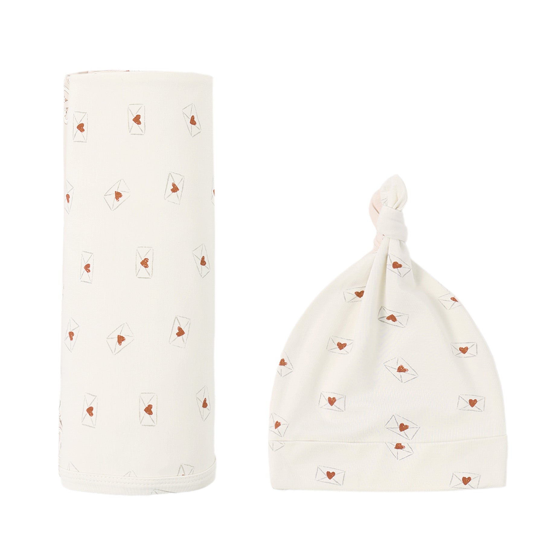 Bamboo Swaddle + Knotted Hat Valentine