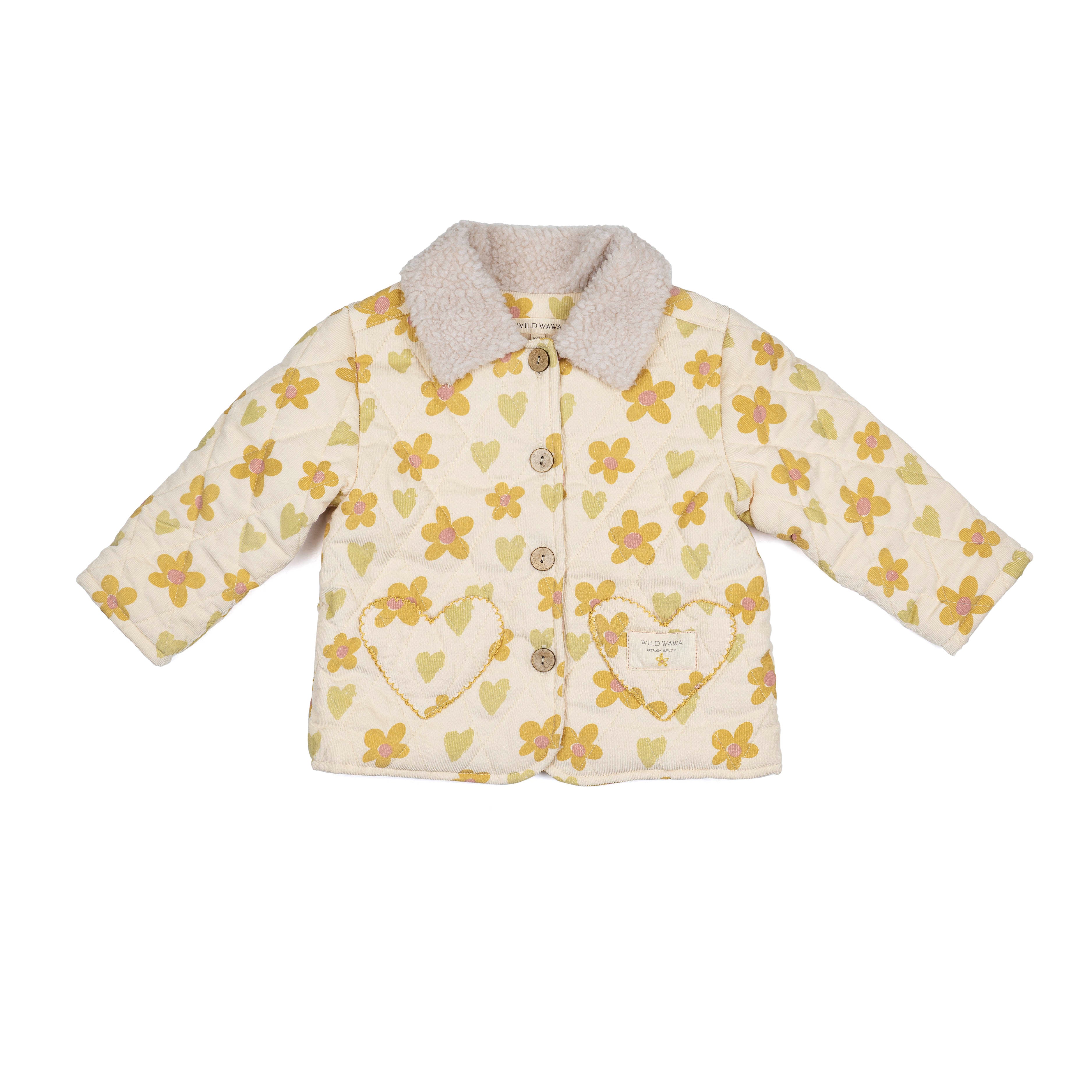 Quilted Jacket Floral Hearts Honey