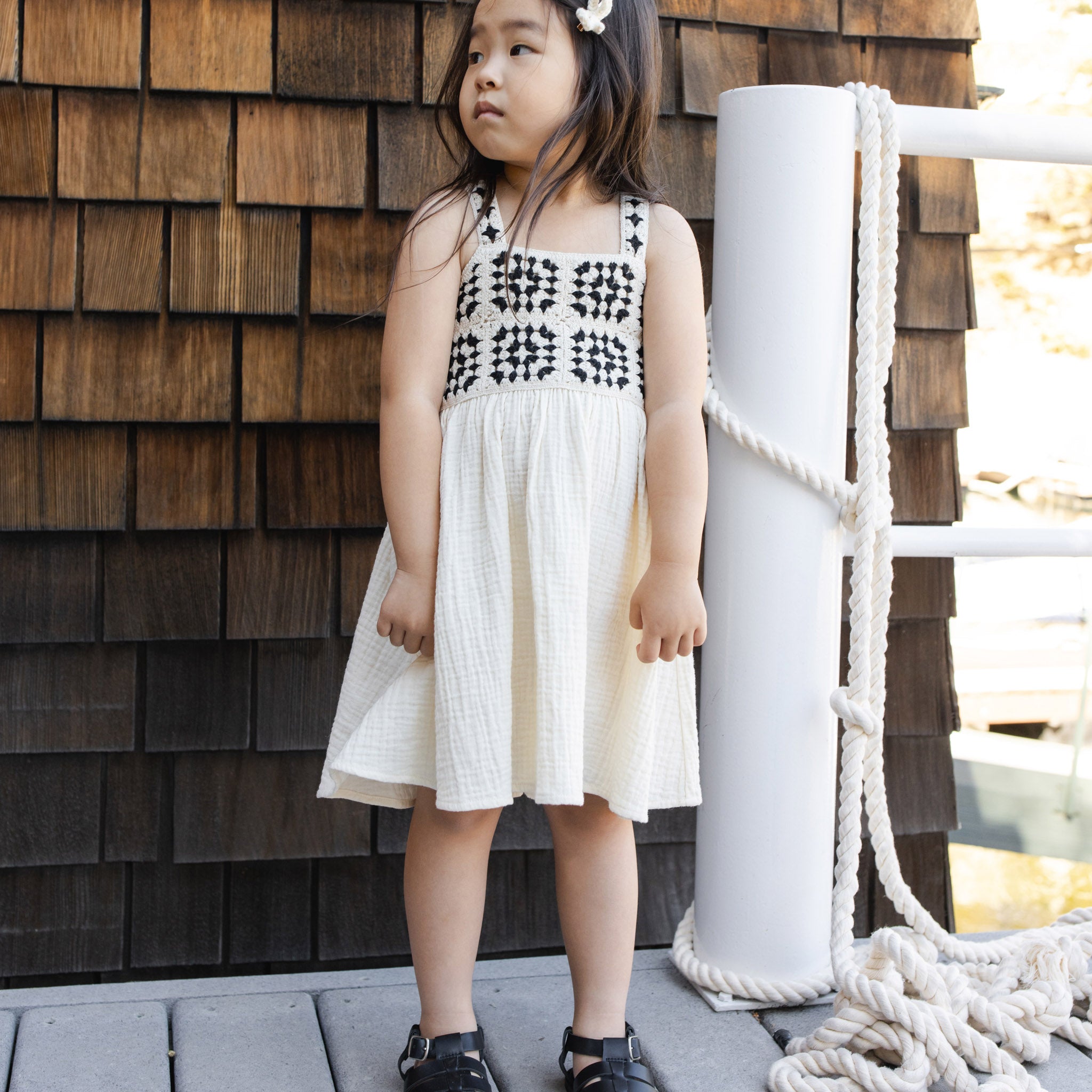 Crochet Sundress Abstract Black