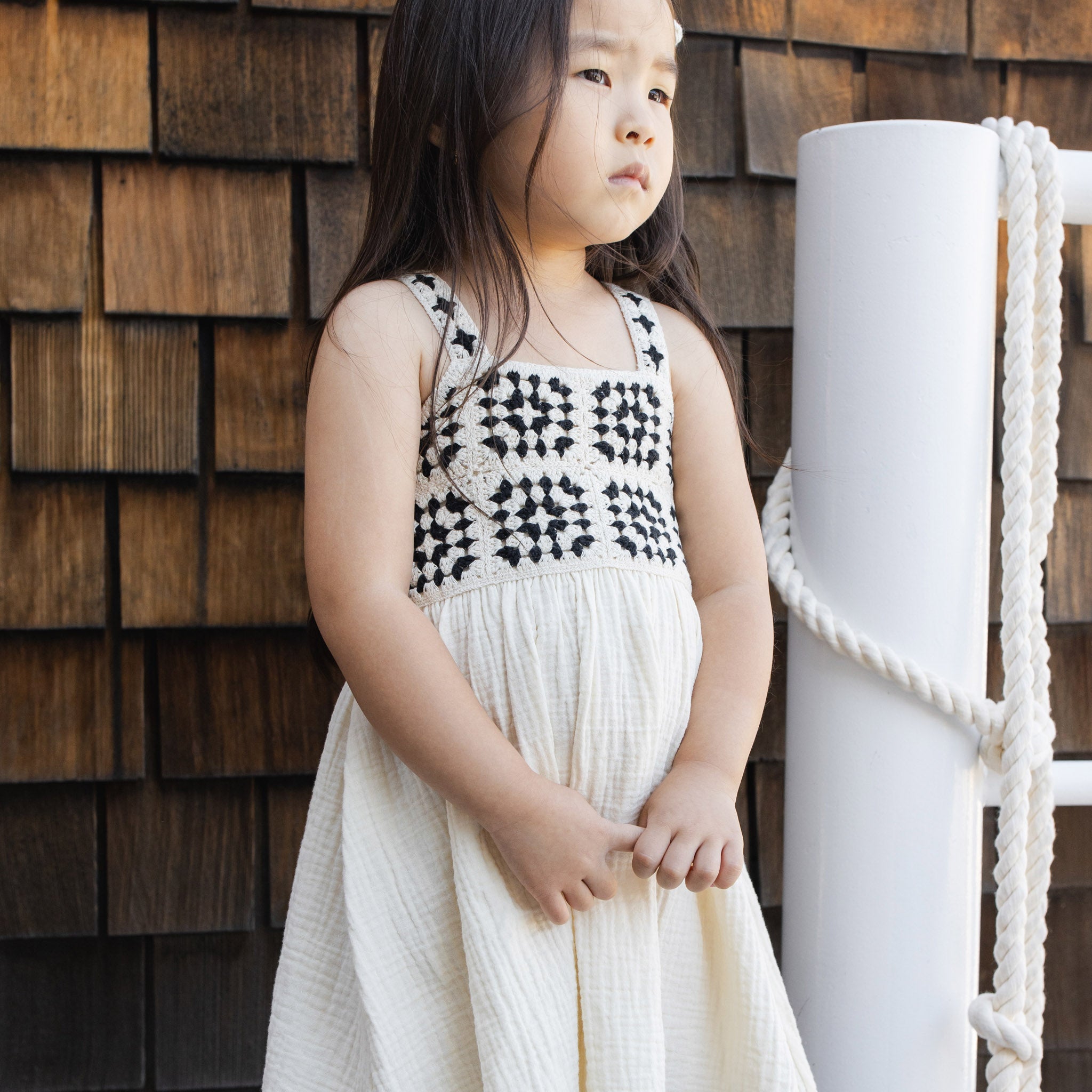 Crochet Sundress Abstract Black