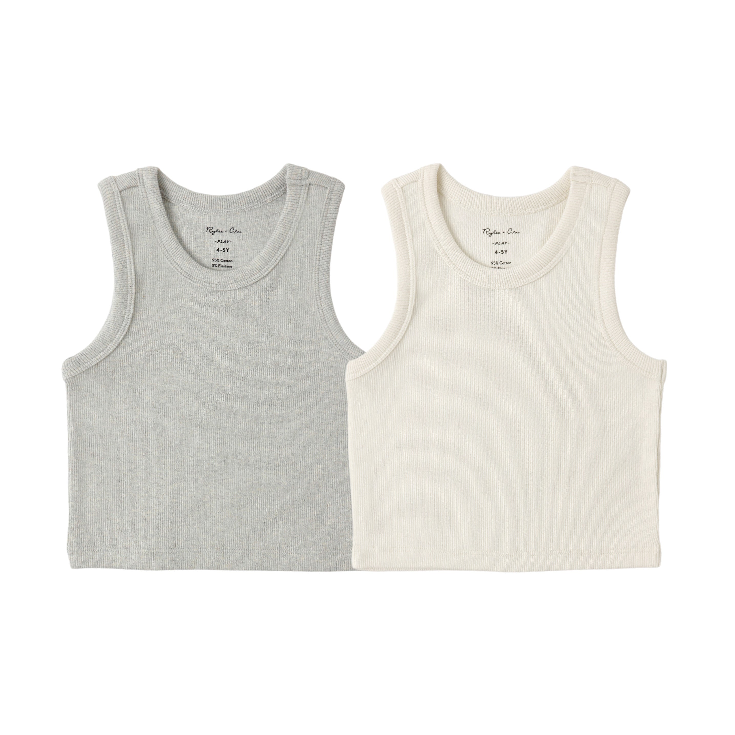 Ribbed Tank Set II Ivory and Seafoam