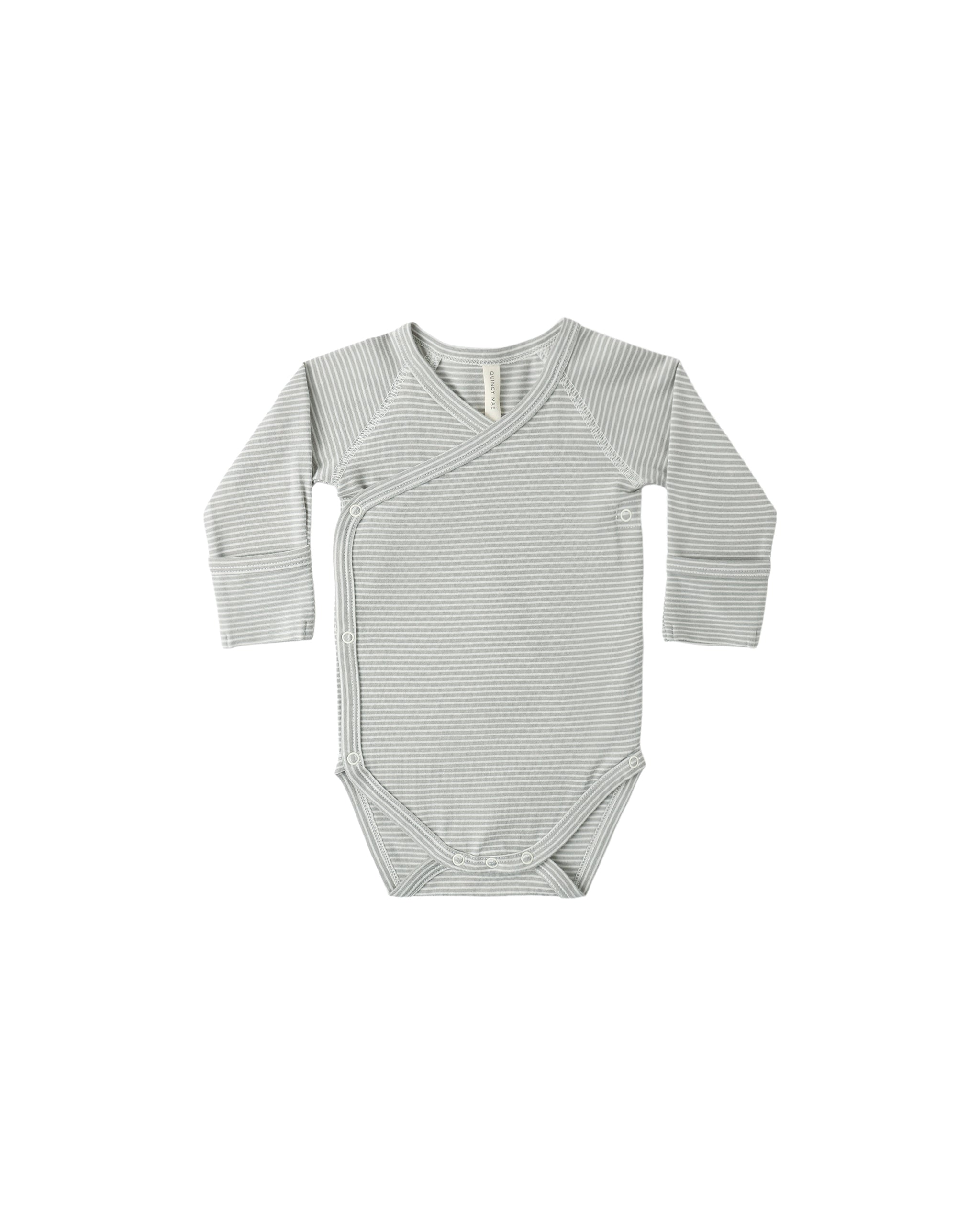 Side Snap Body Suit Sage Micro Stripe