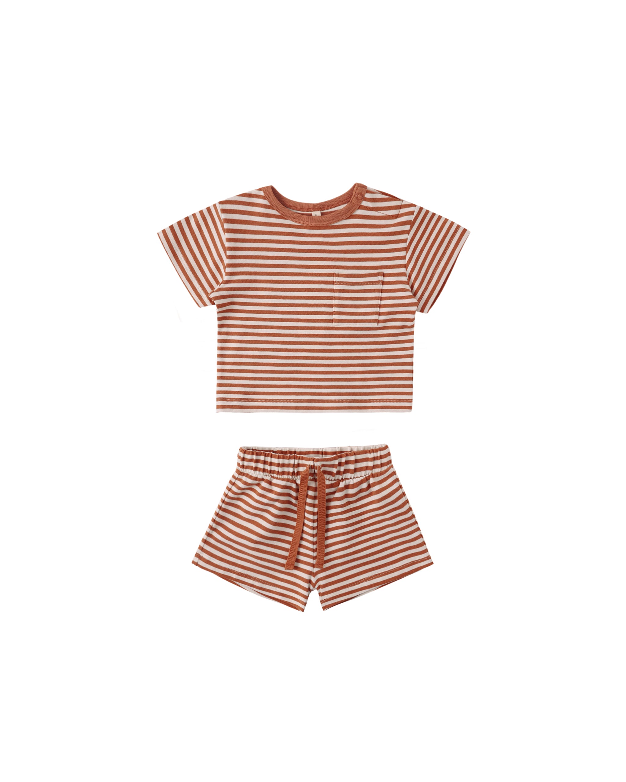Boxy Pocket Tee + Short Set Poppy Stripe