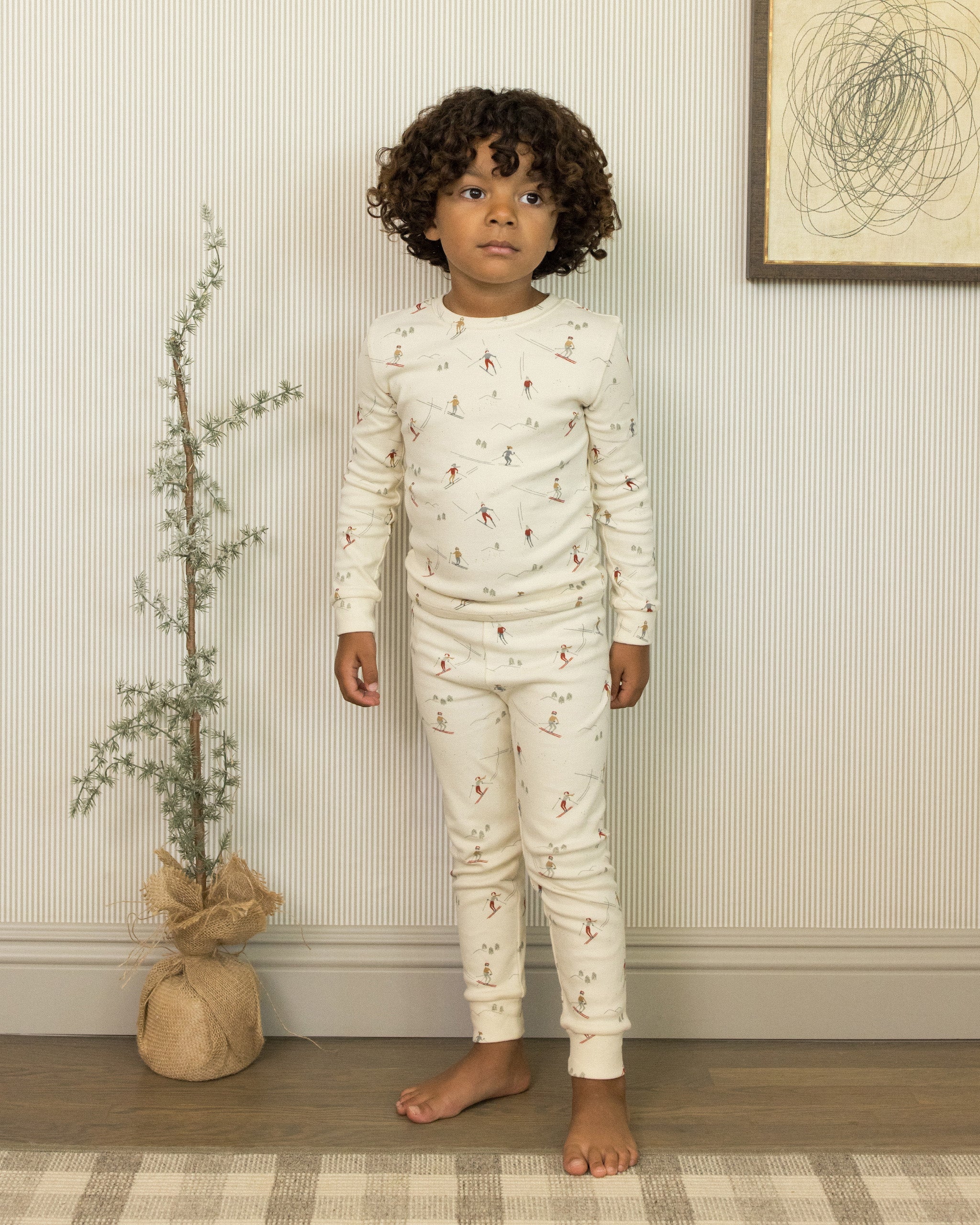 Organic Long John Pajama Set Skiers