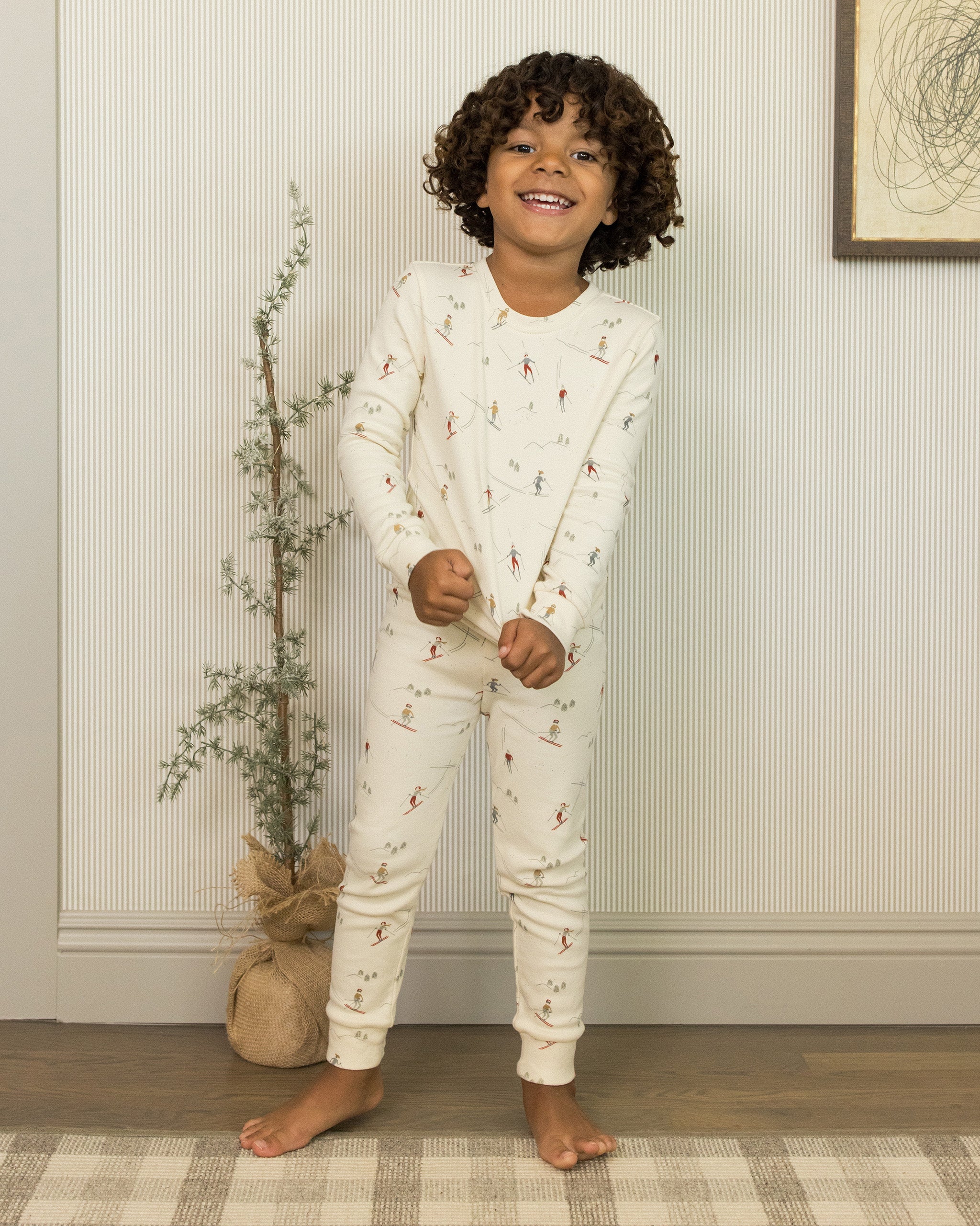 Organic Long John Pajama Set Skiers