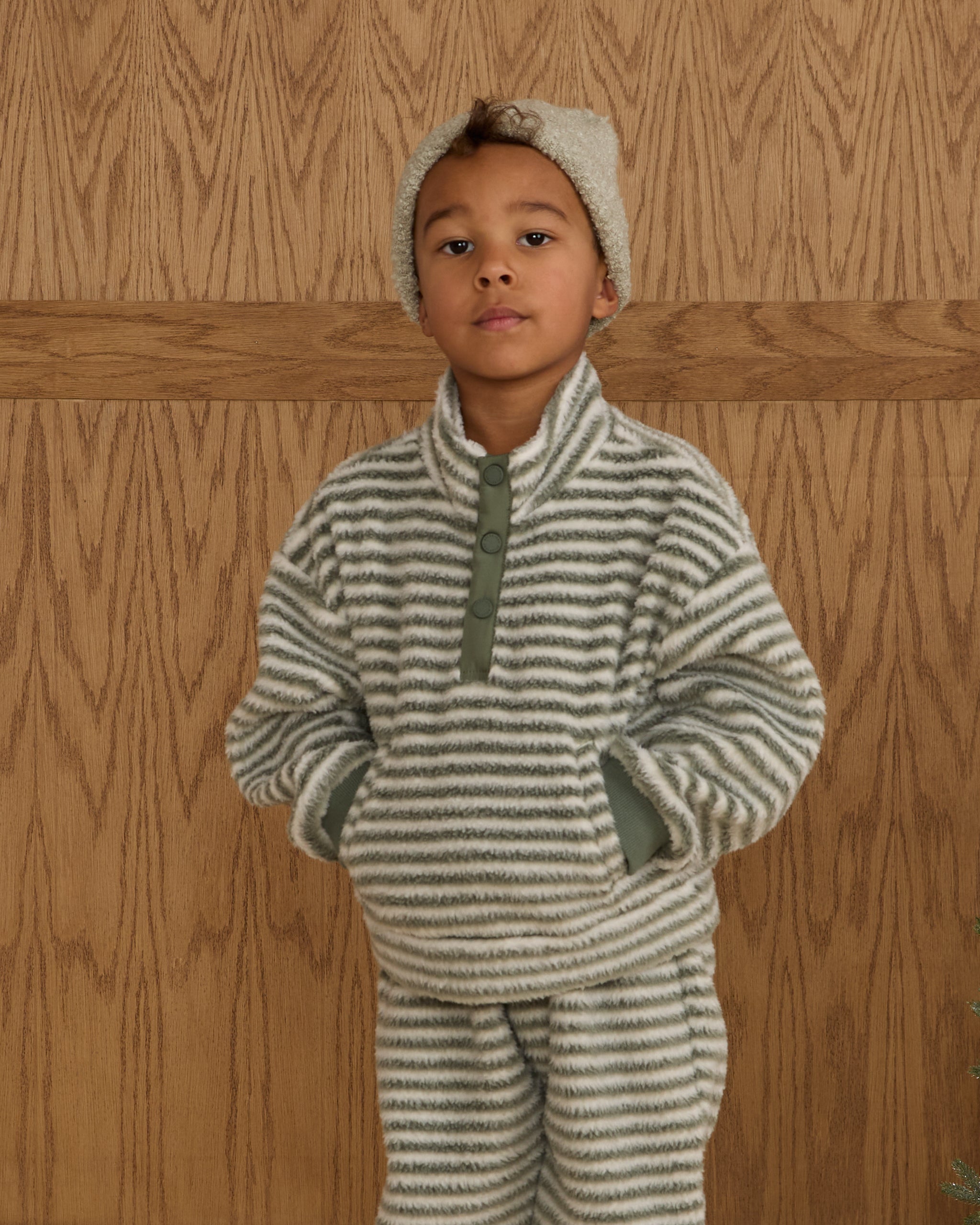 Snap Pullover Evergreen Stripe