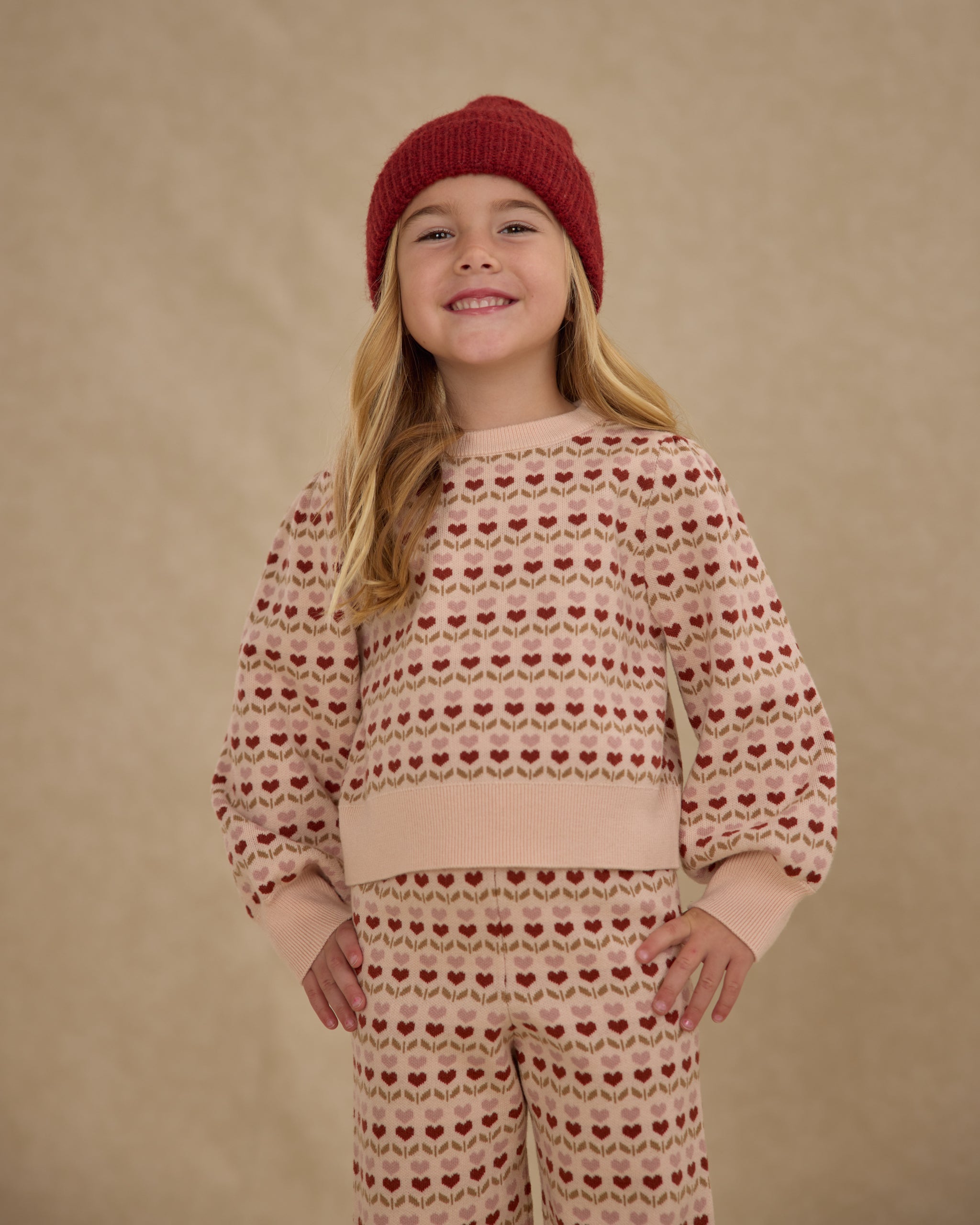 Jacquard Knit Set Ruby Hearts