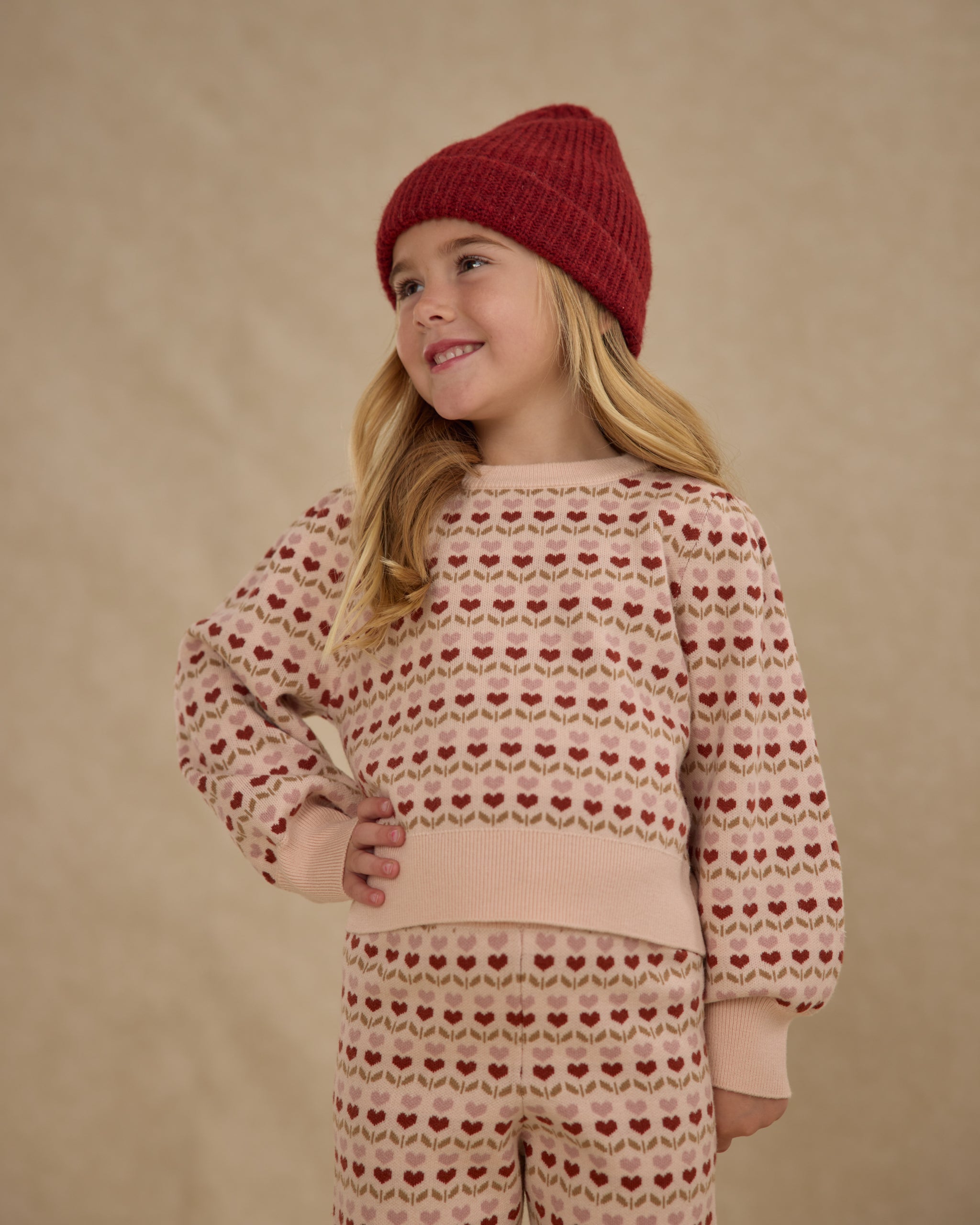 Jacquard Knit Set Ruby Hearts