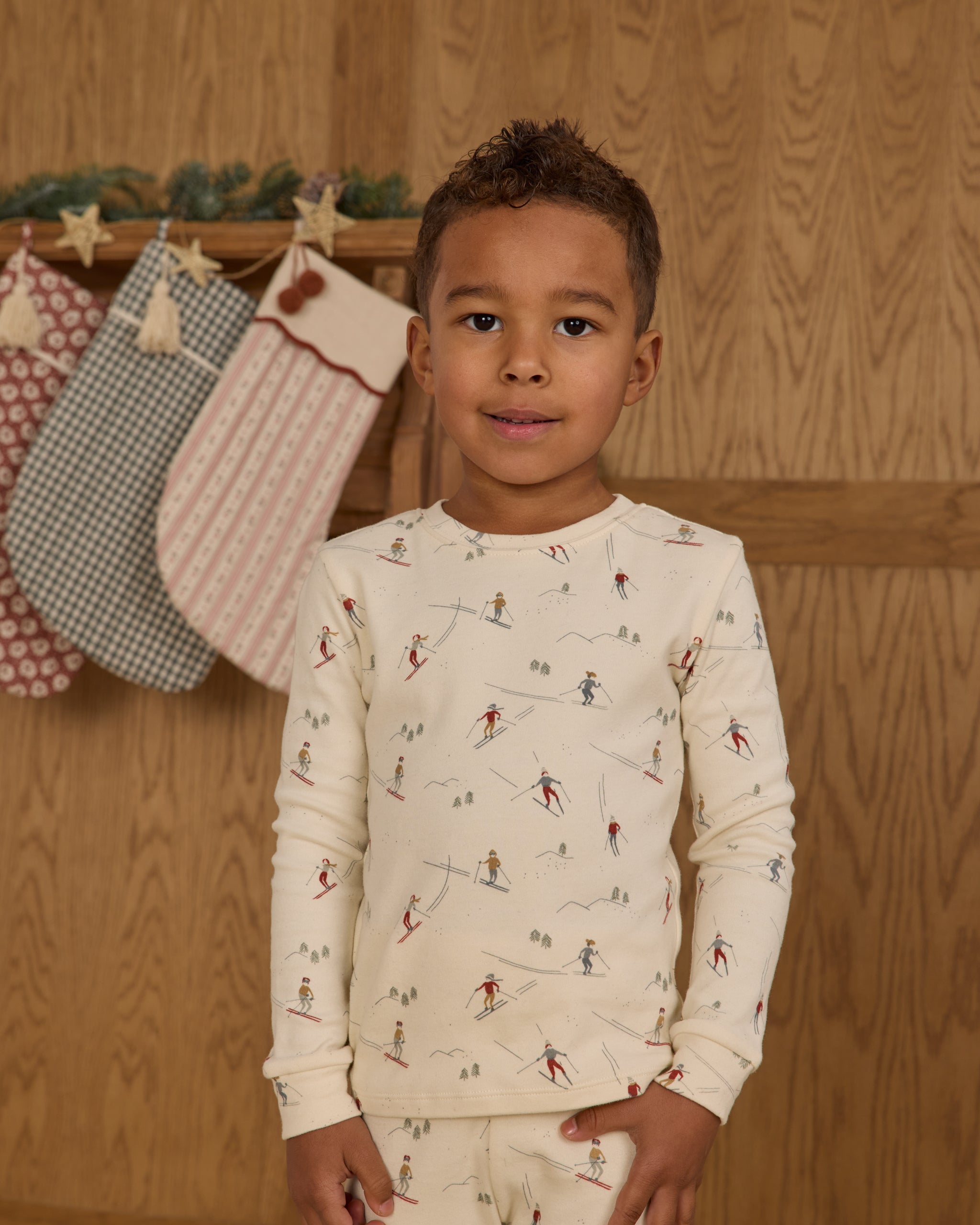 Organic Long John Pajama Set Skiers