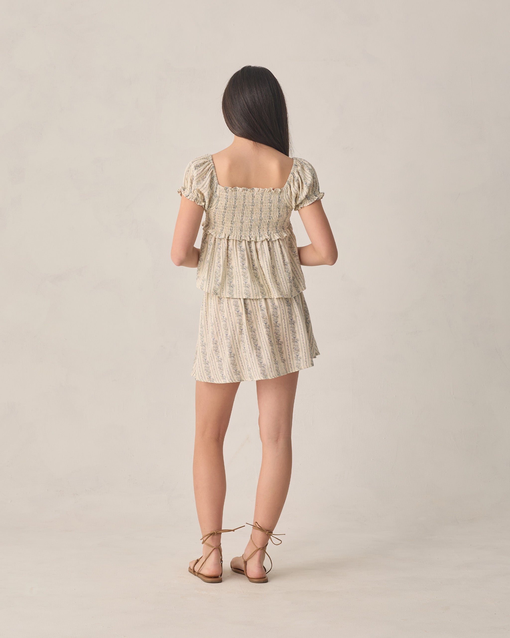 Teen Smocked Mini Skirt Blue Floral