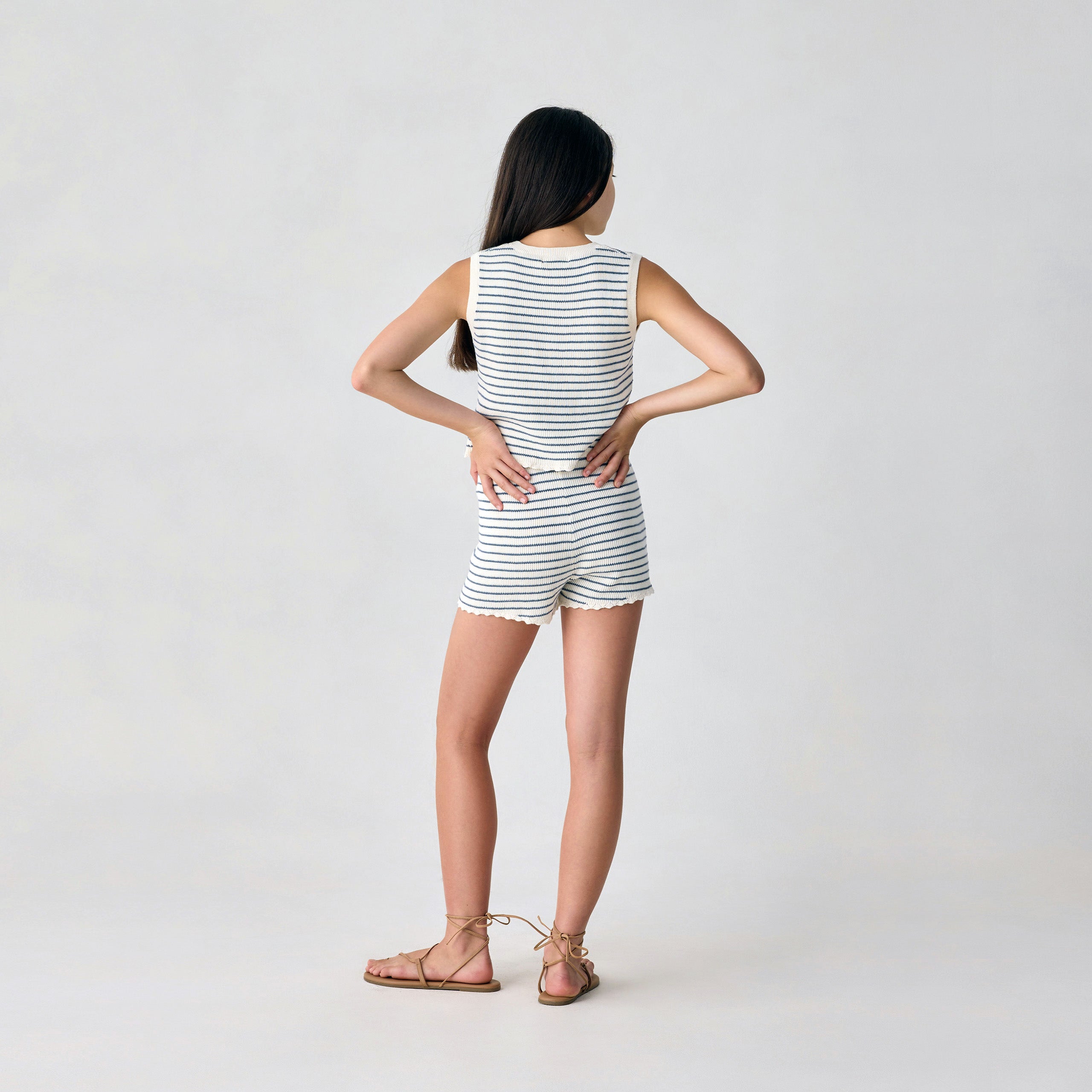 Teen Knit Vest Set Marine Stripe