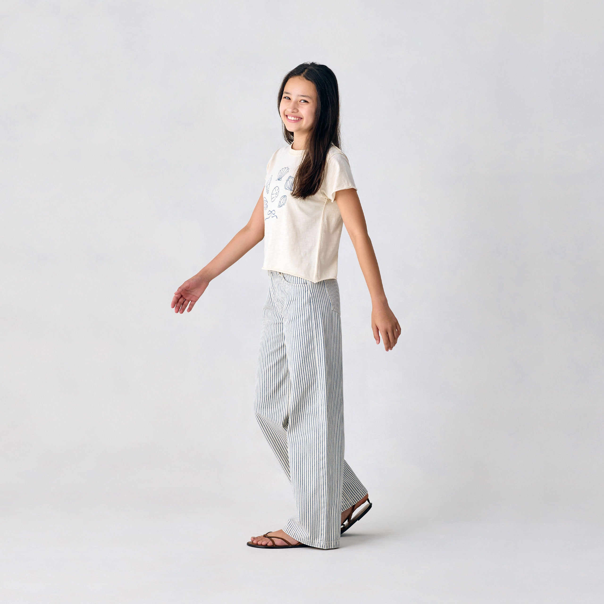 Teen Baggy Wide Leg Pant Rail Road Stripe