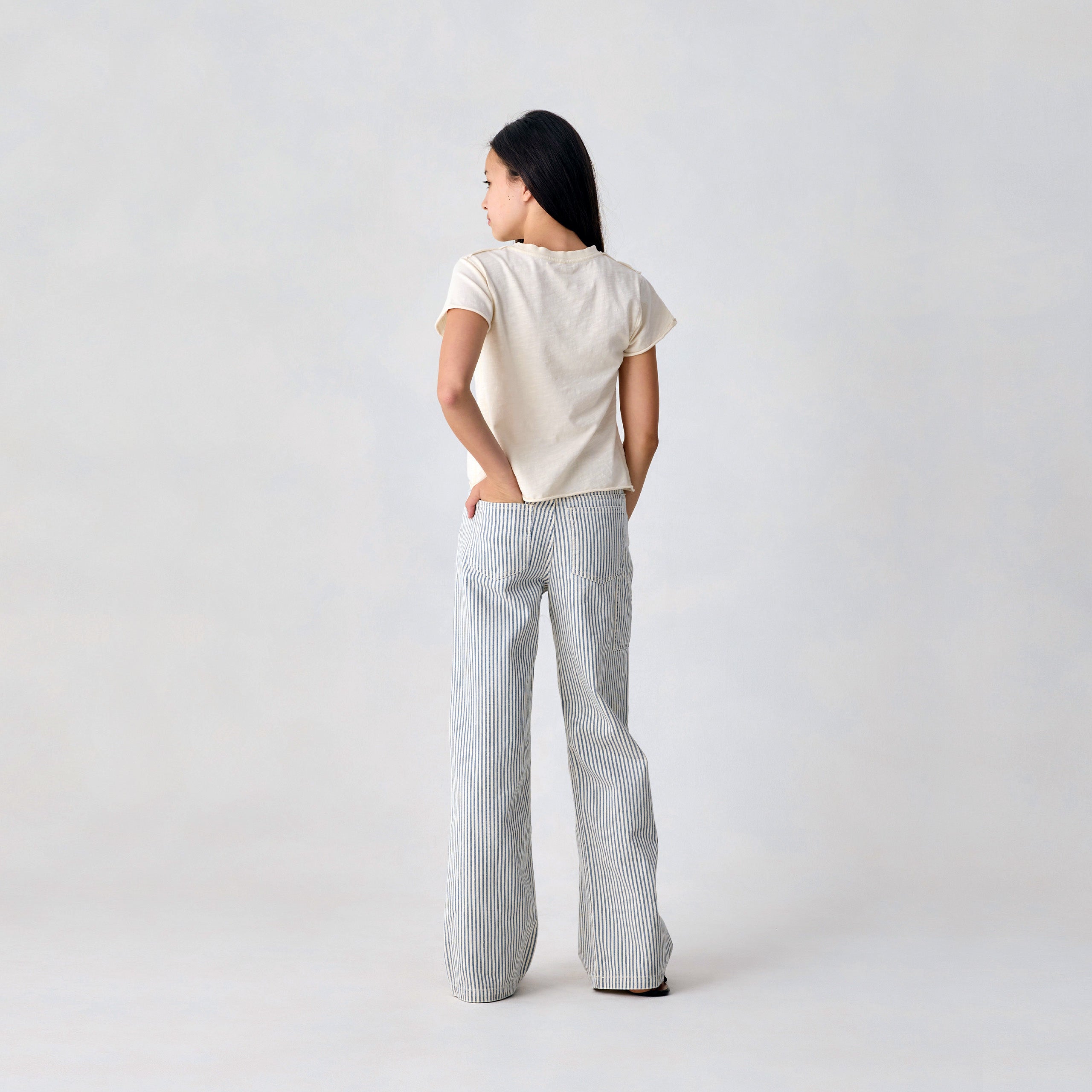 Teen Baggy Wide Leg Pant Rail Road Stripe