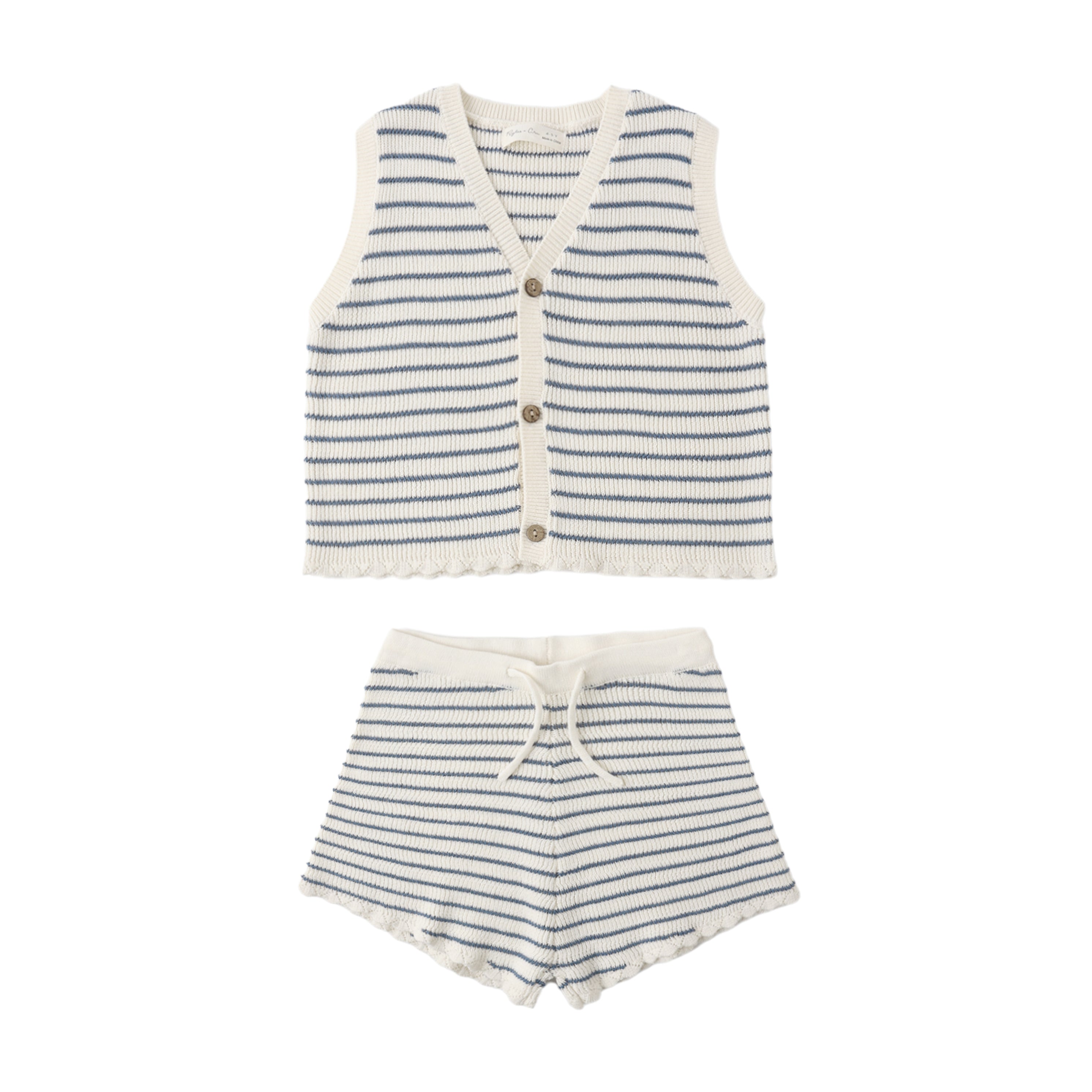 Knit Vest Set || Marine Stripe