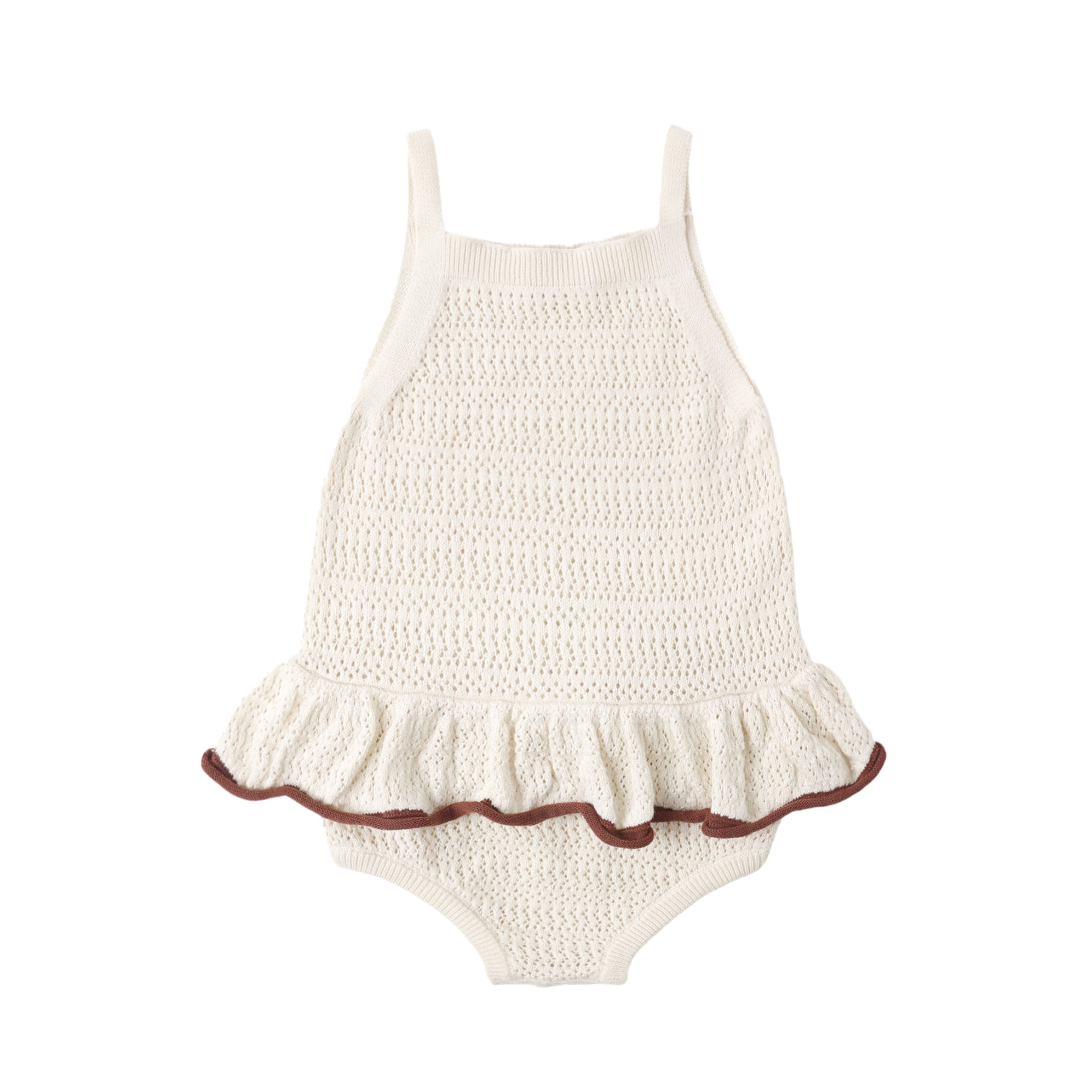 Crochet Ruffle Romper || Natural