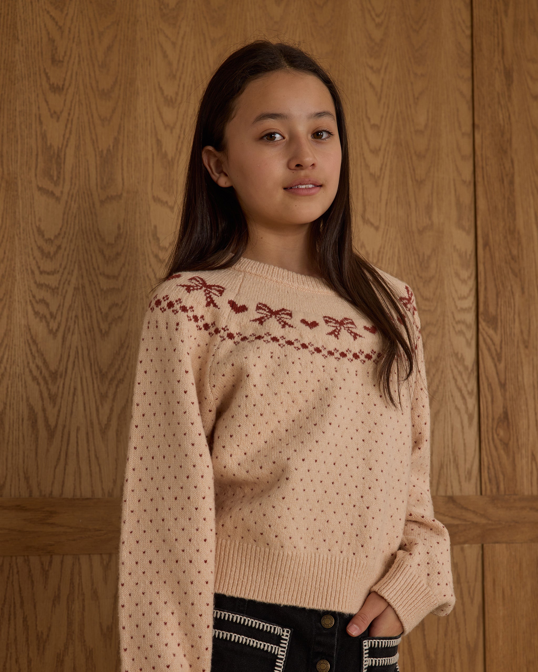 Fair Isle Sweater Bows Petal Teen