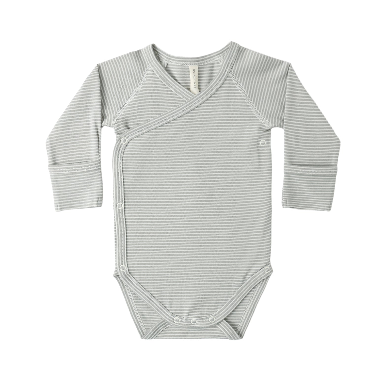 Side Snap Body Suit Sage Micro Stripe
