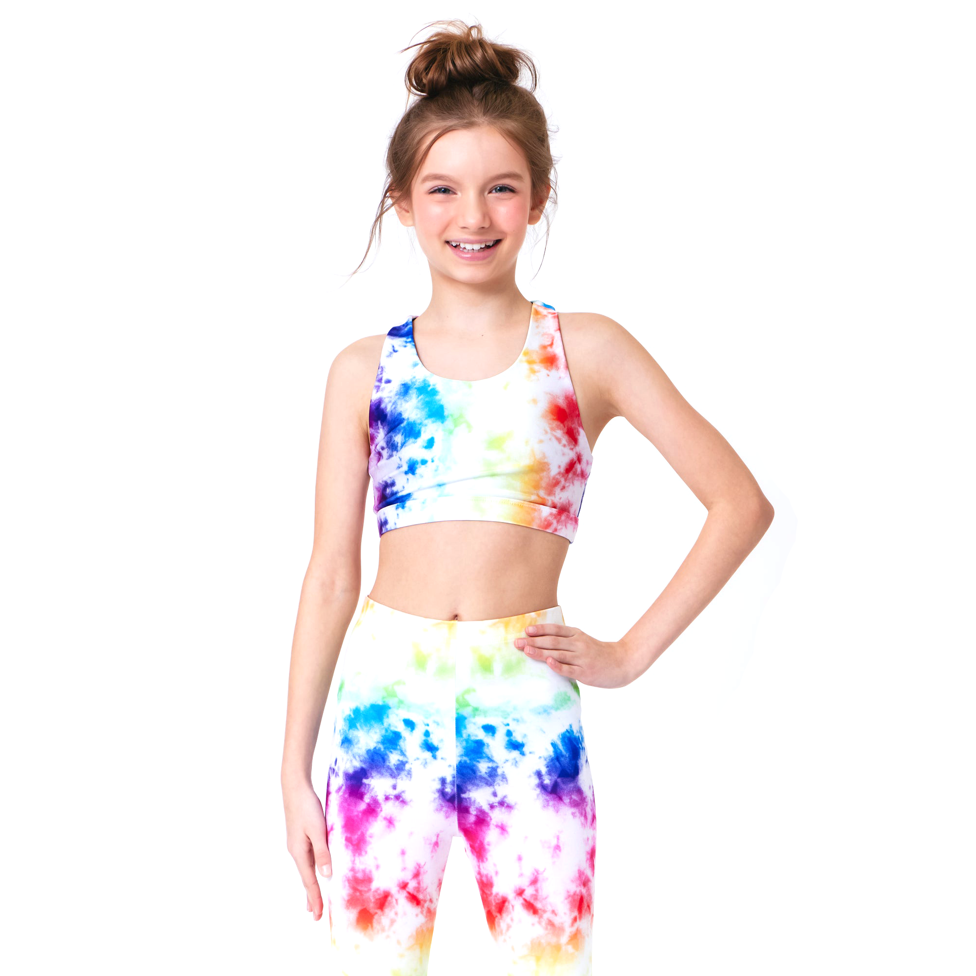 Rainbow Ice Dye Girls Sports Bra