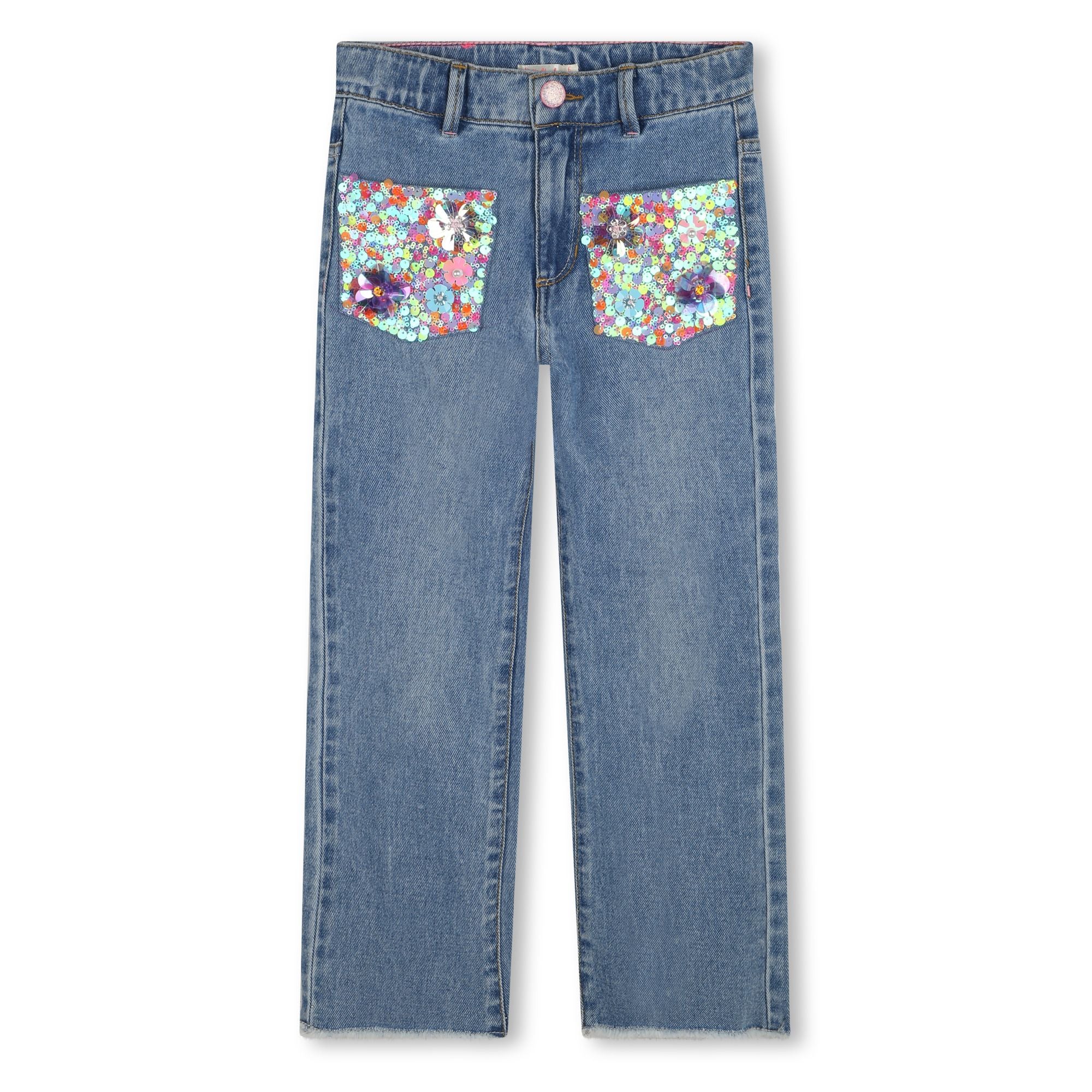 3D Flower Pocket Denim Trouser