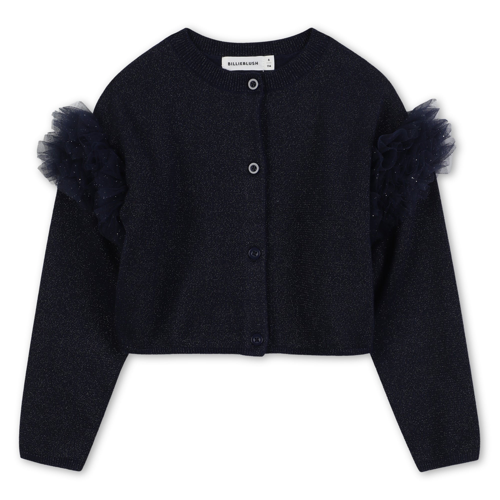 Girls Ruffled Shoulder Cardigan