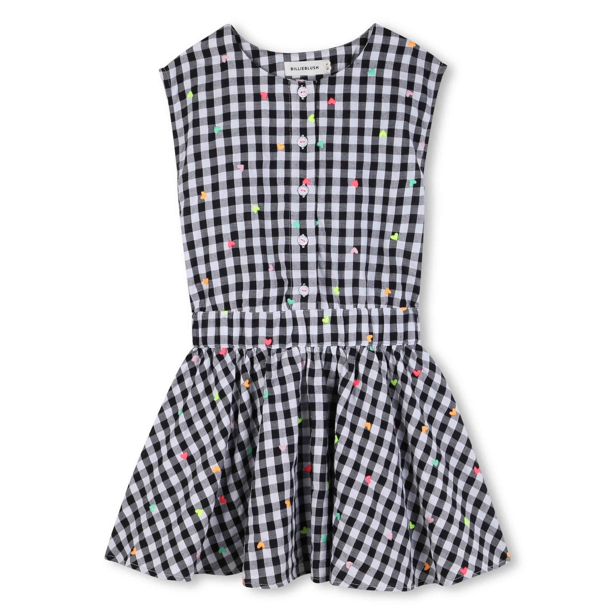 Hearts Embroidery Gingham Dress