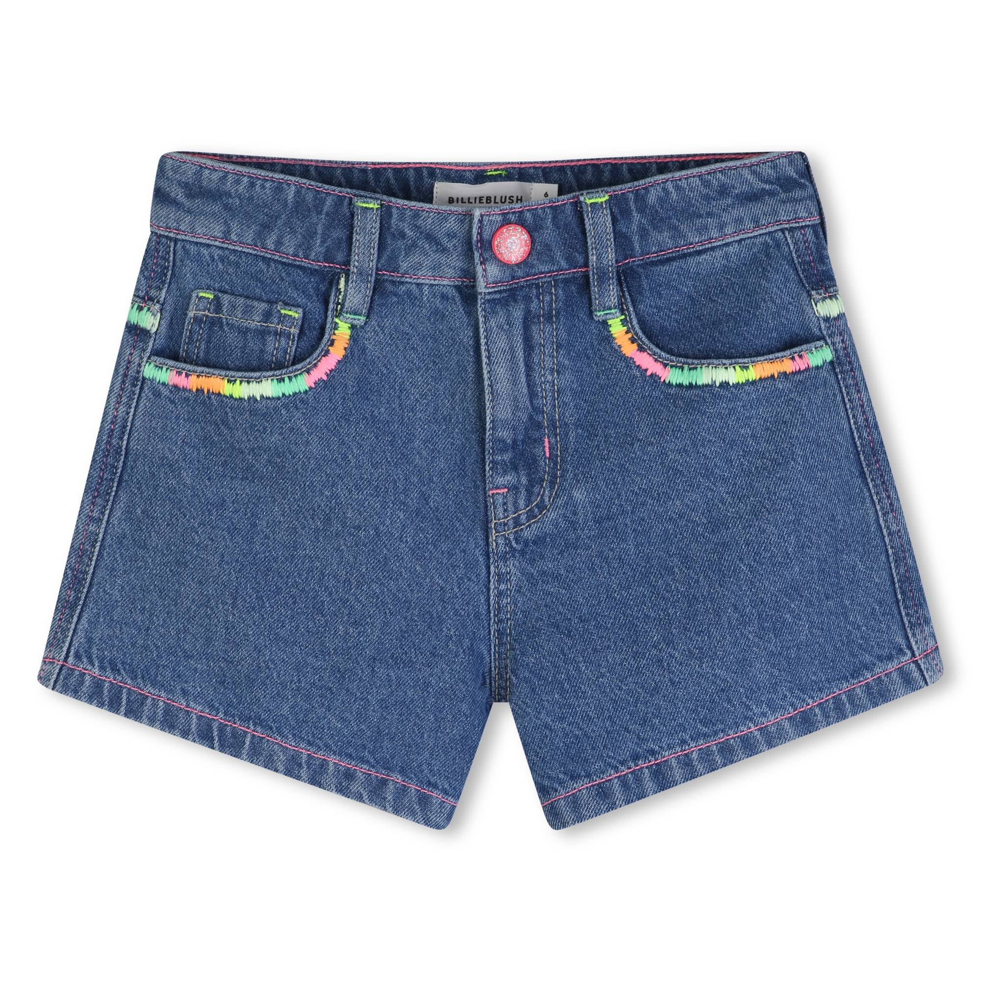 Embroidered Denim Shorts