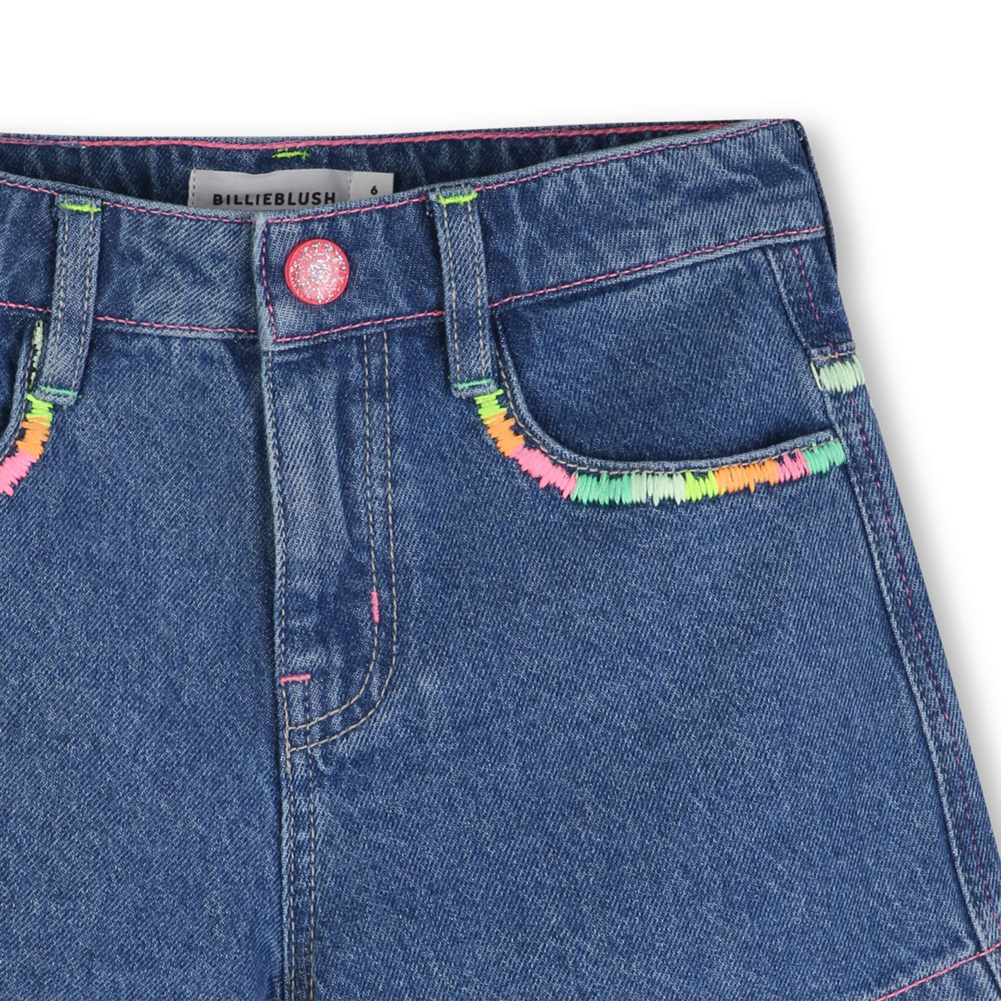 Embroidered Denim Shorts