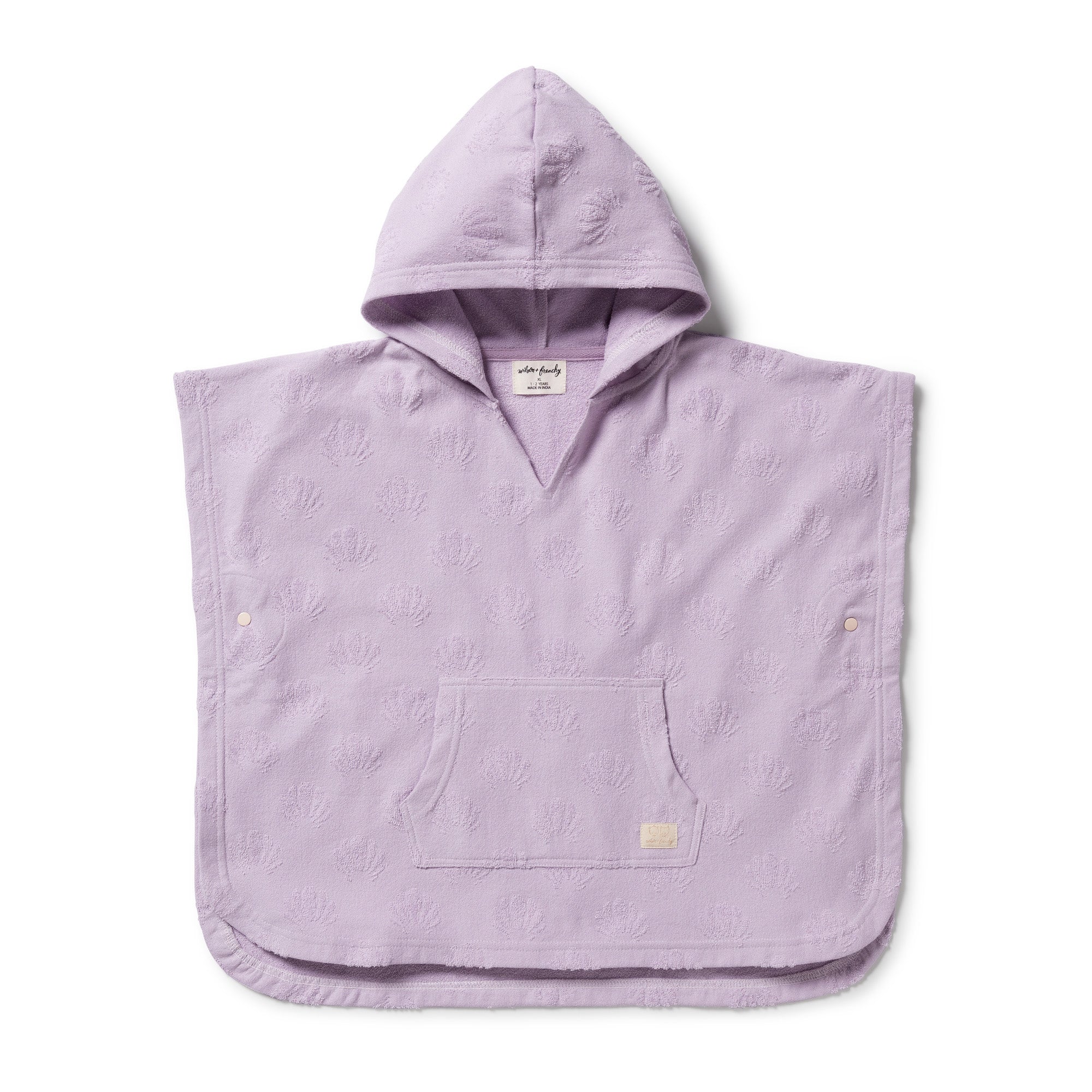 Lavender Shells Organic Terry Hooded Poncho