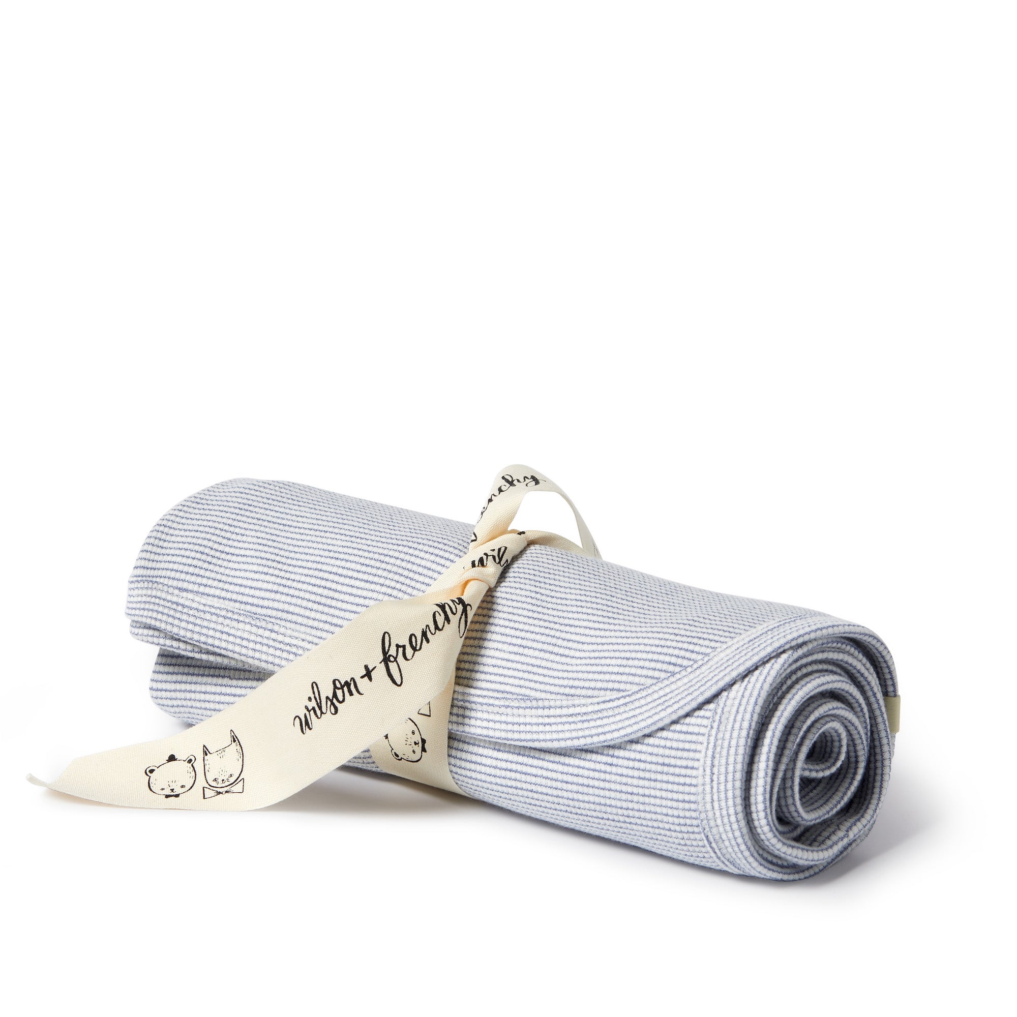 Organic Stripe Rib Bunny Rug-Raindrop