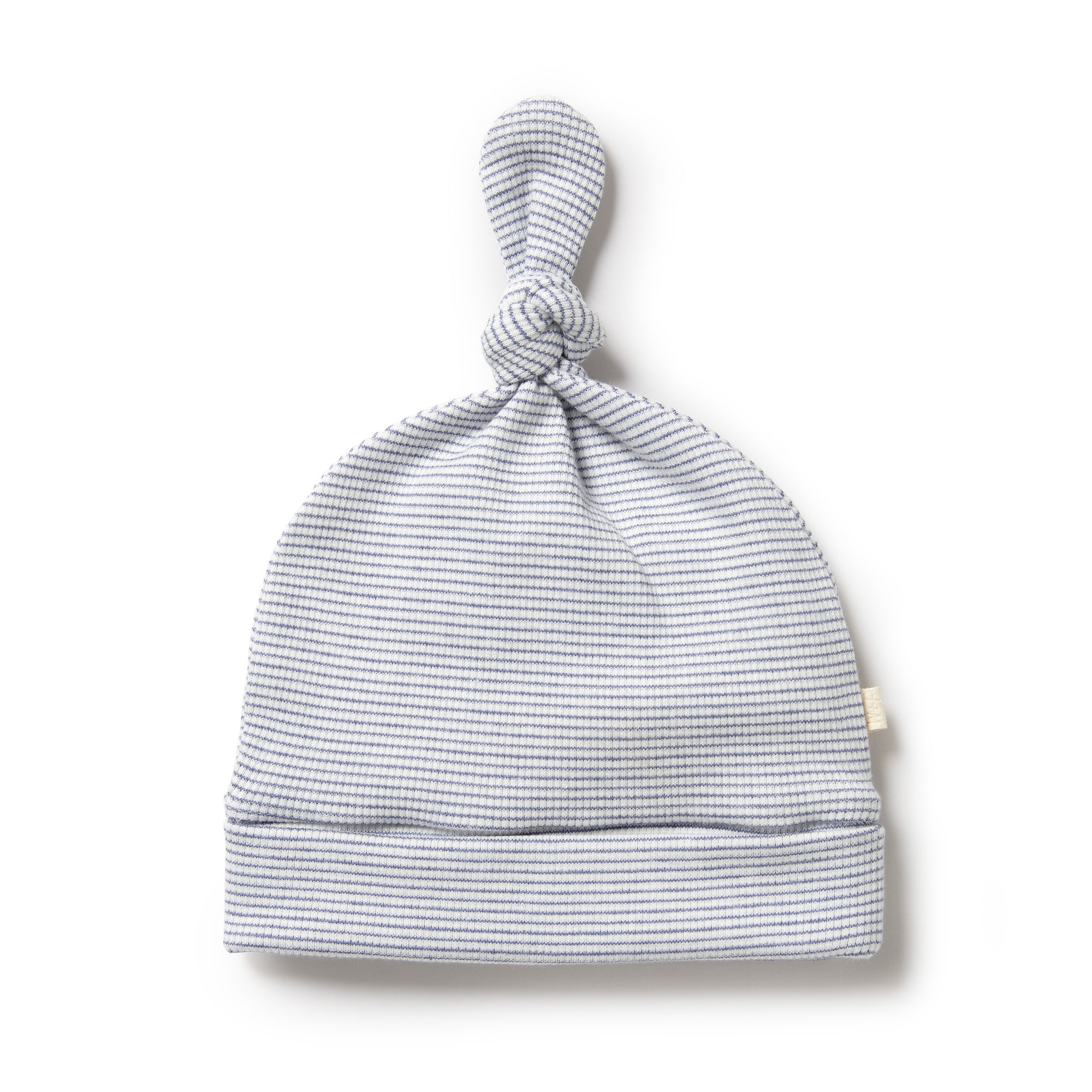 Organic Stripe Rib Knot Hat - Rain Drop